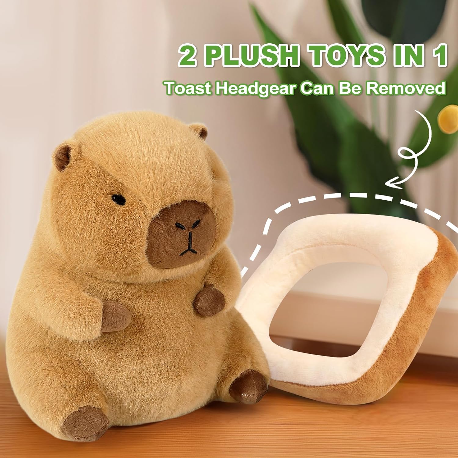 Ditucu Capybara Plush Pillow with Wearable Headgear