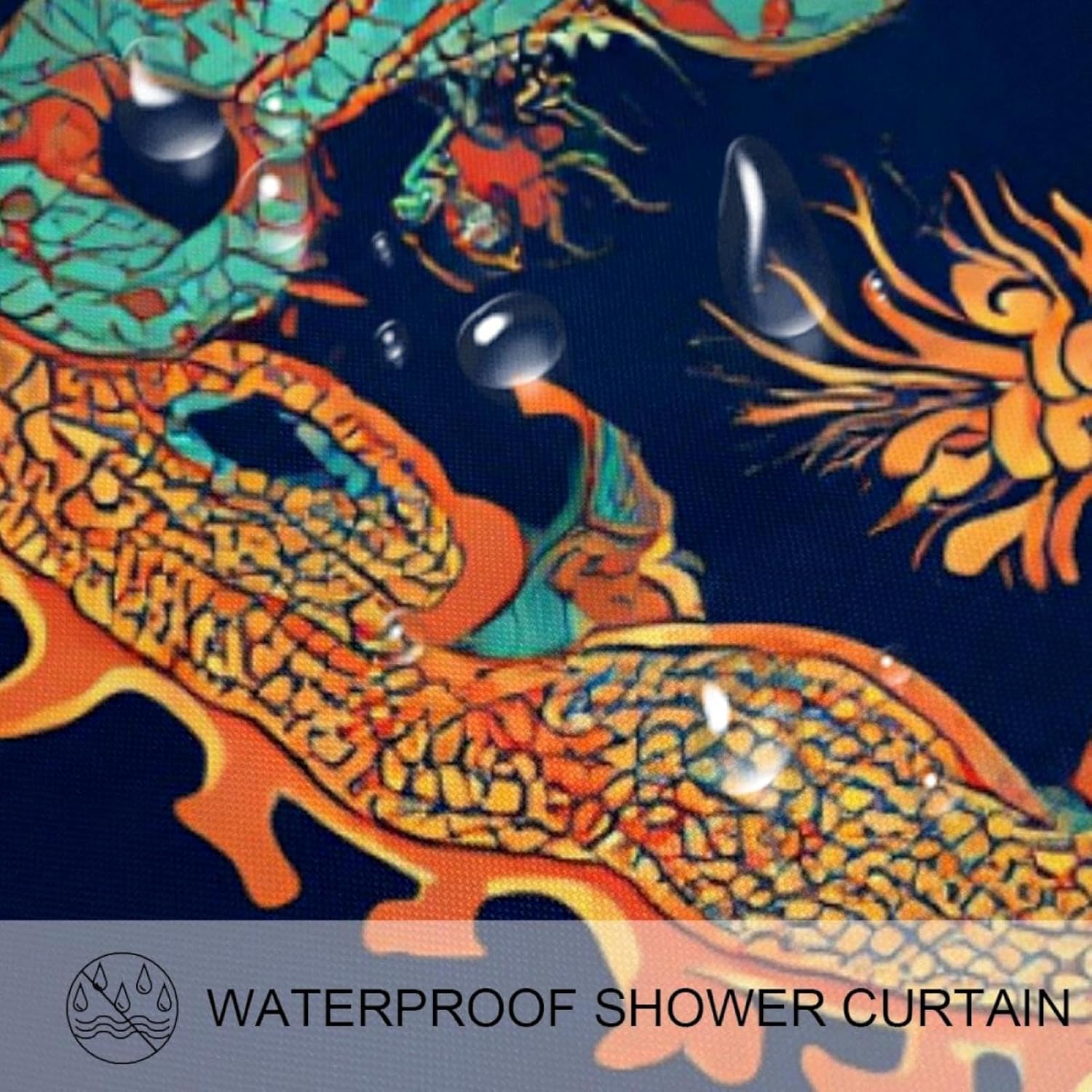 Elegant 12-Hook Waterproof shower curtain with dragon pattern
