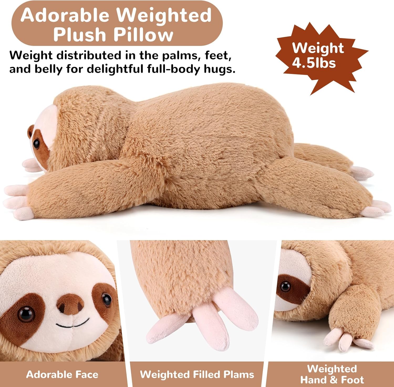 Sloth Weighted Plush Animal Gnomantic