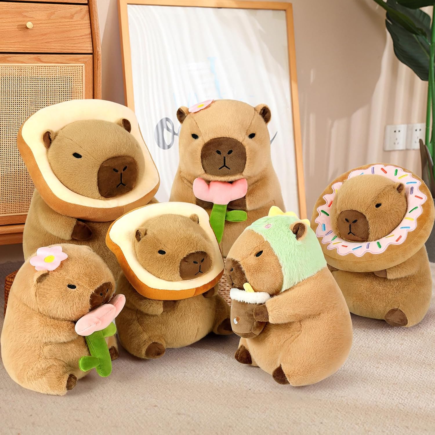 Ditucu Capybara Plush Pillow with Wearable Headgear
