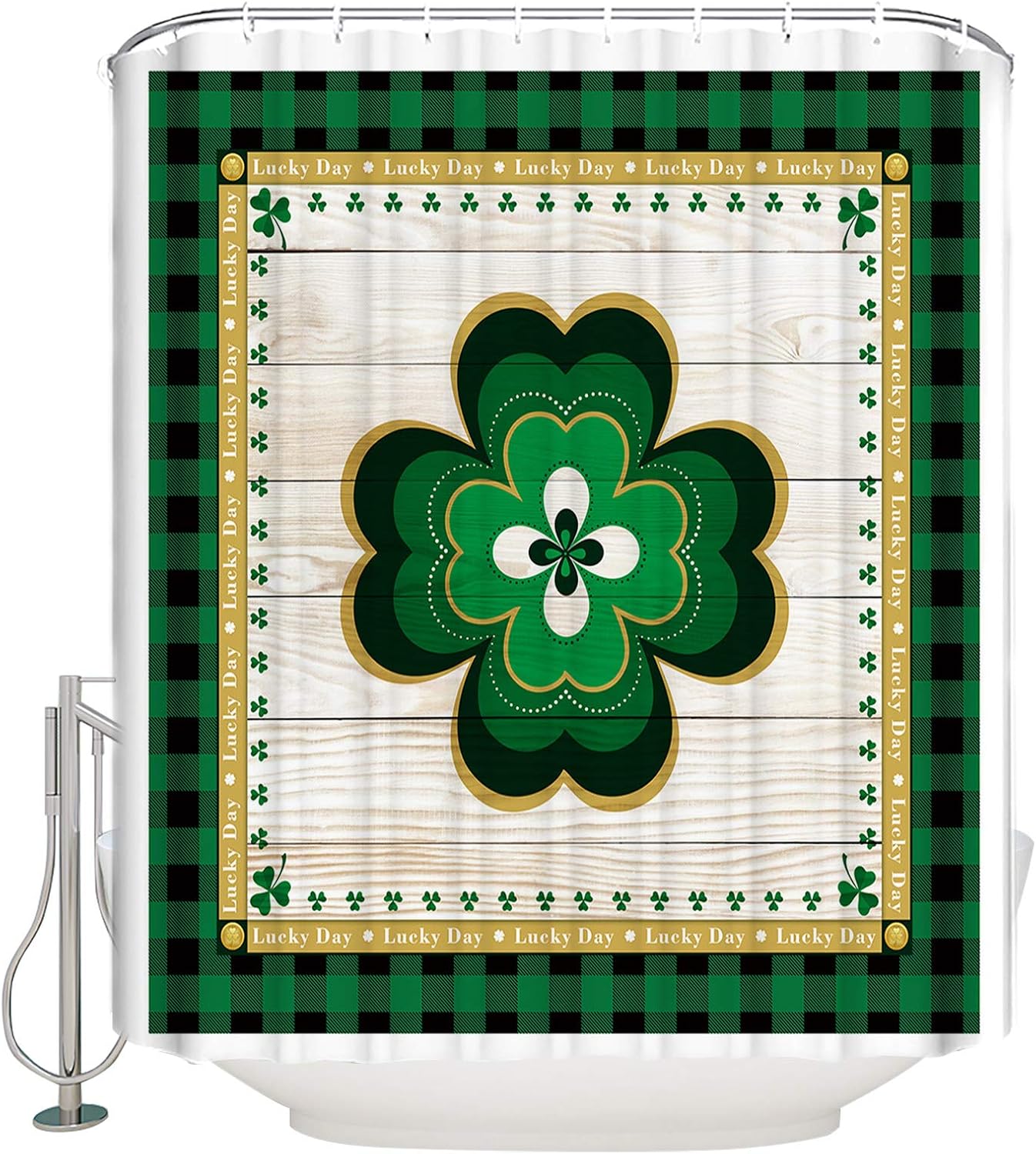 TocaHome Shamrock 36x72 Water-Resistant Shower Curtain Machine Washable