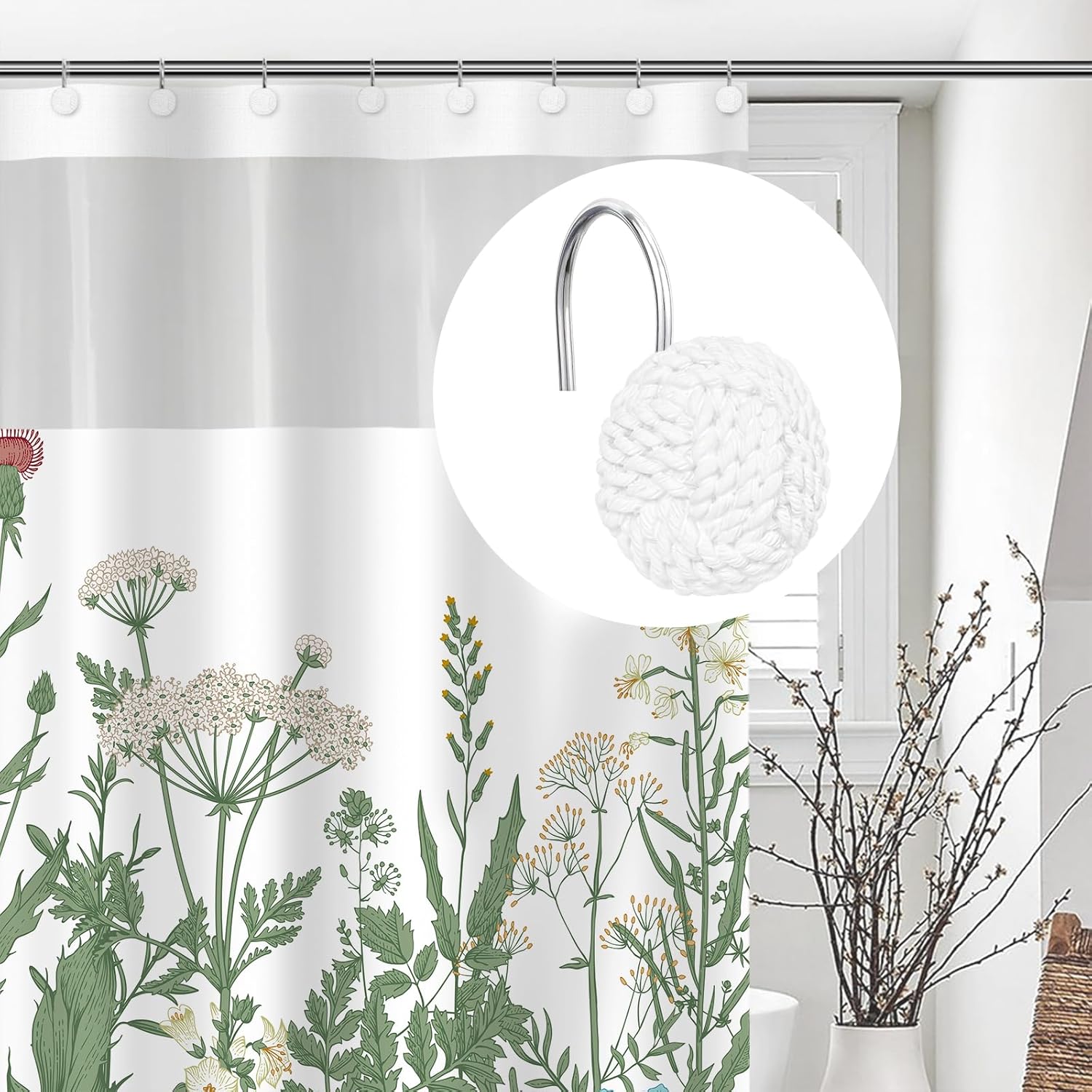 Sunlit Decorative Boho Knots Shower Curtain Hangers
