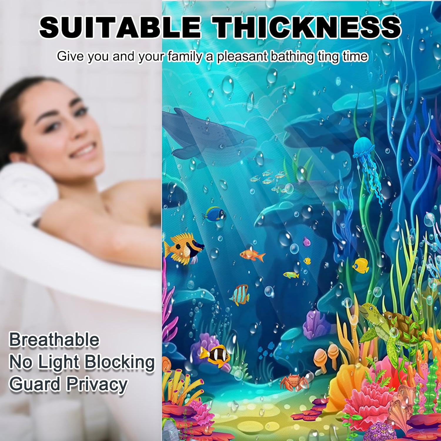 4pc Ocean shower curtain set kids