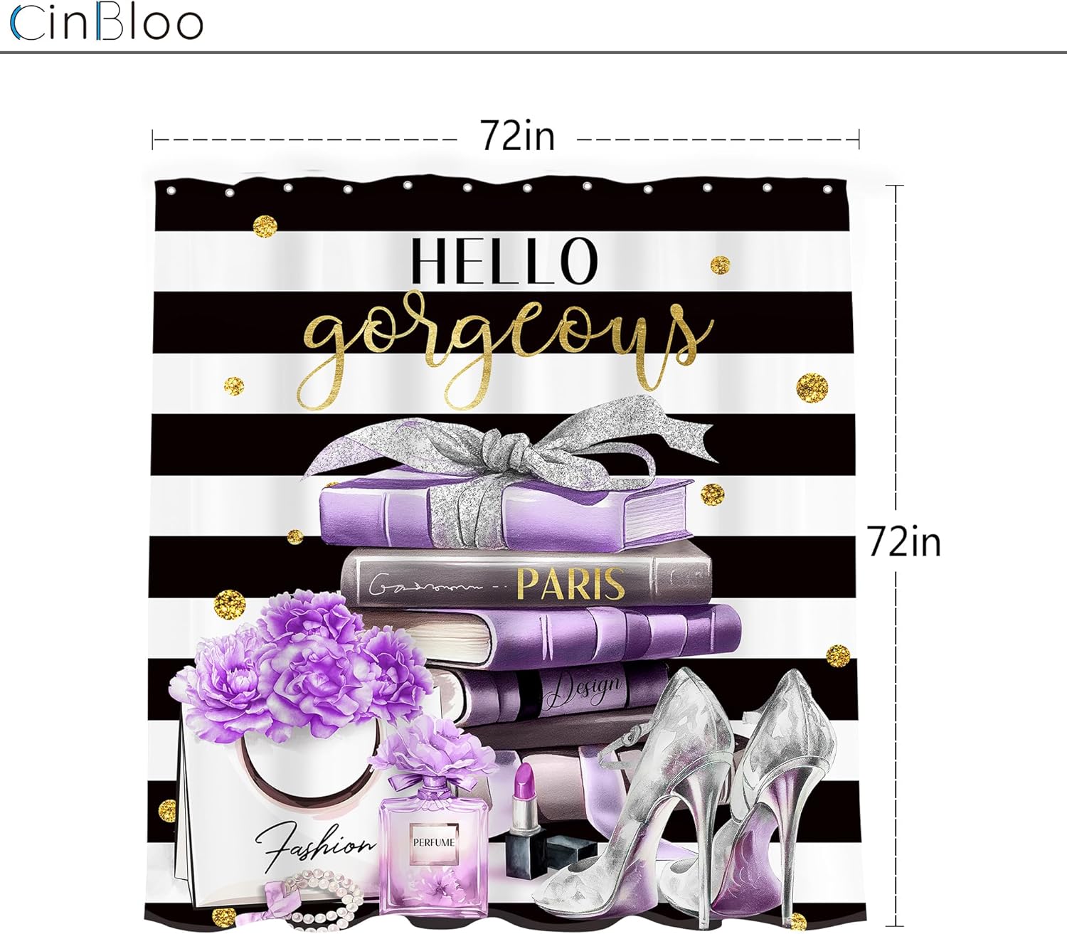 CinblooBlack Purple shower curtain set