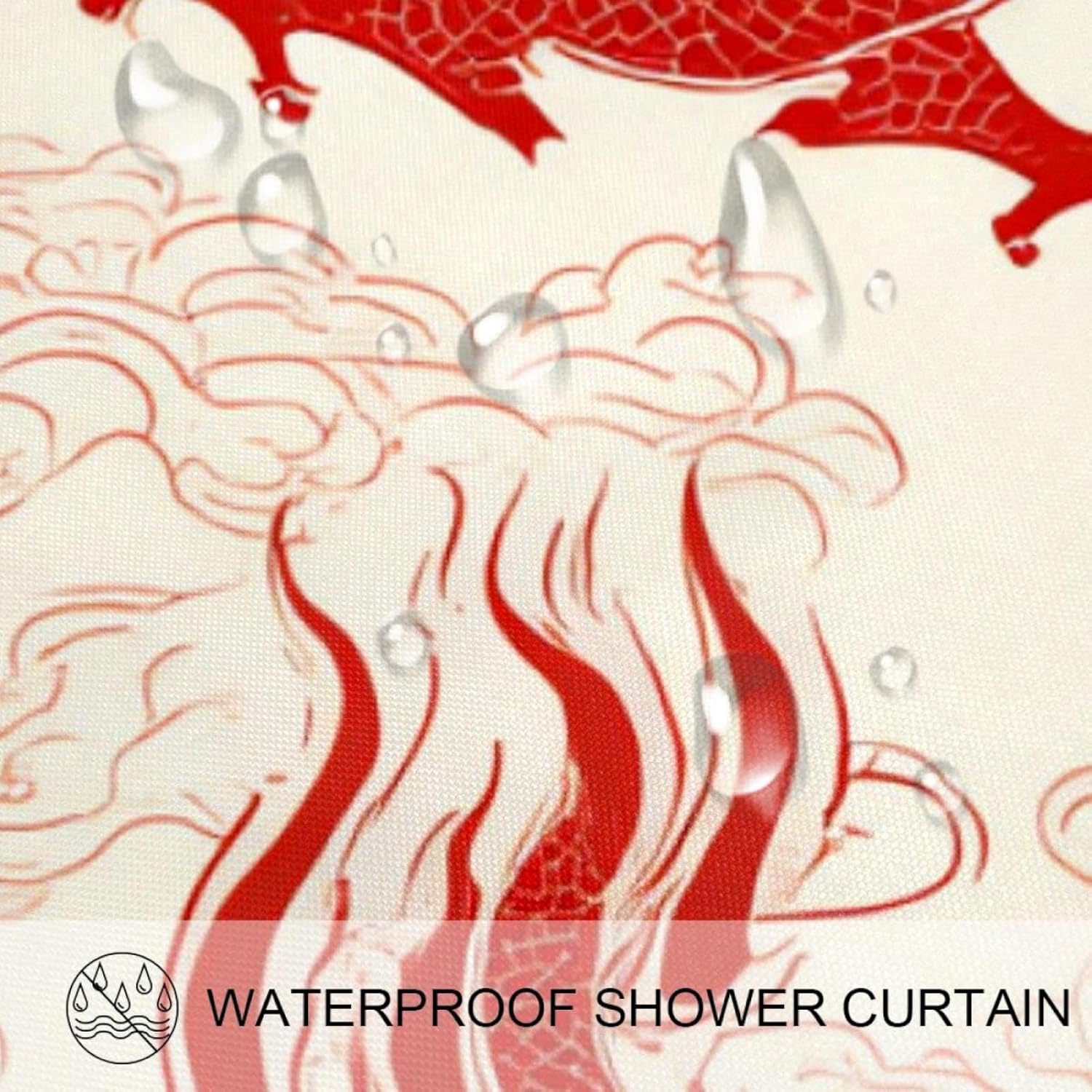 Bath Time inspected begins with VAPOKF Red Dragon Auspicious Clouds Shower Curtain Setup