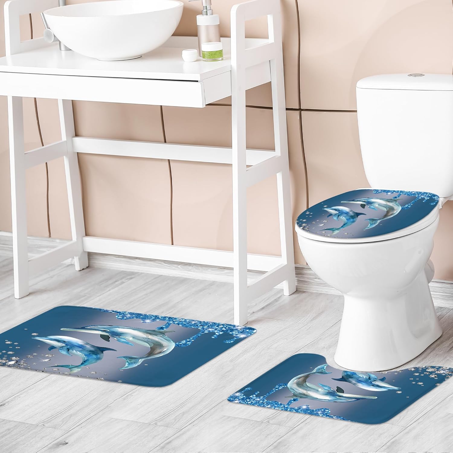 Riyidecor Dolphin Beach Decor Set for Your Bathroom