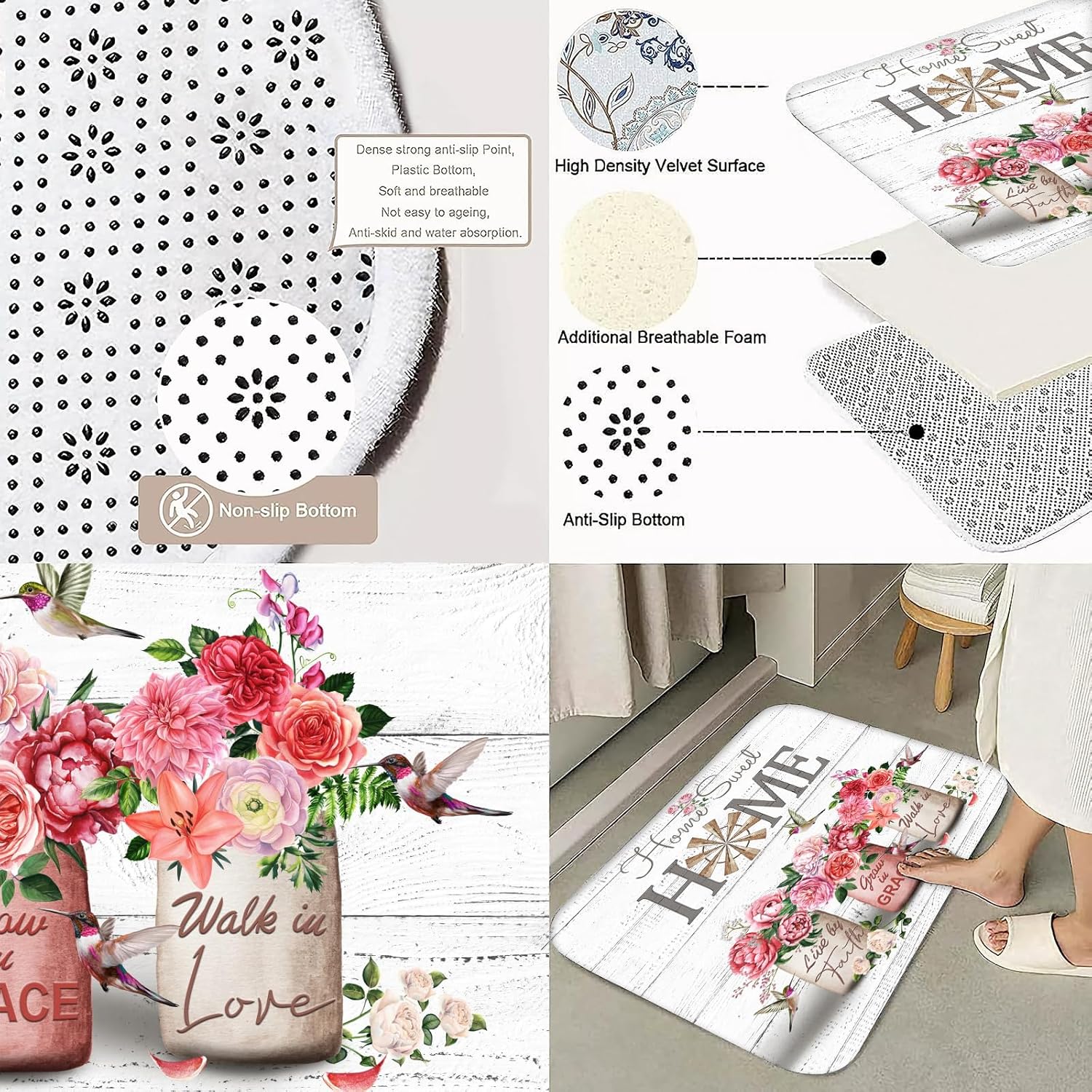 Home Sweet Bathroom Set with Red Rose Peony Style