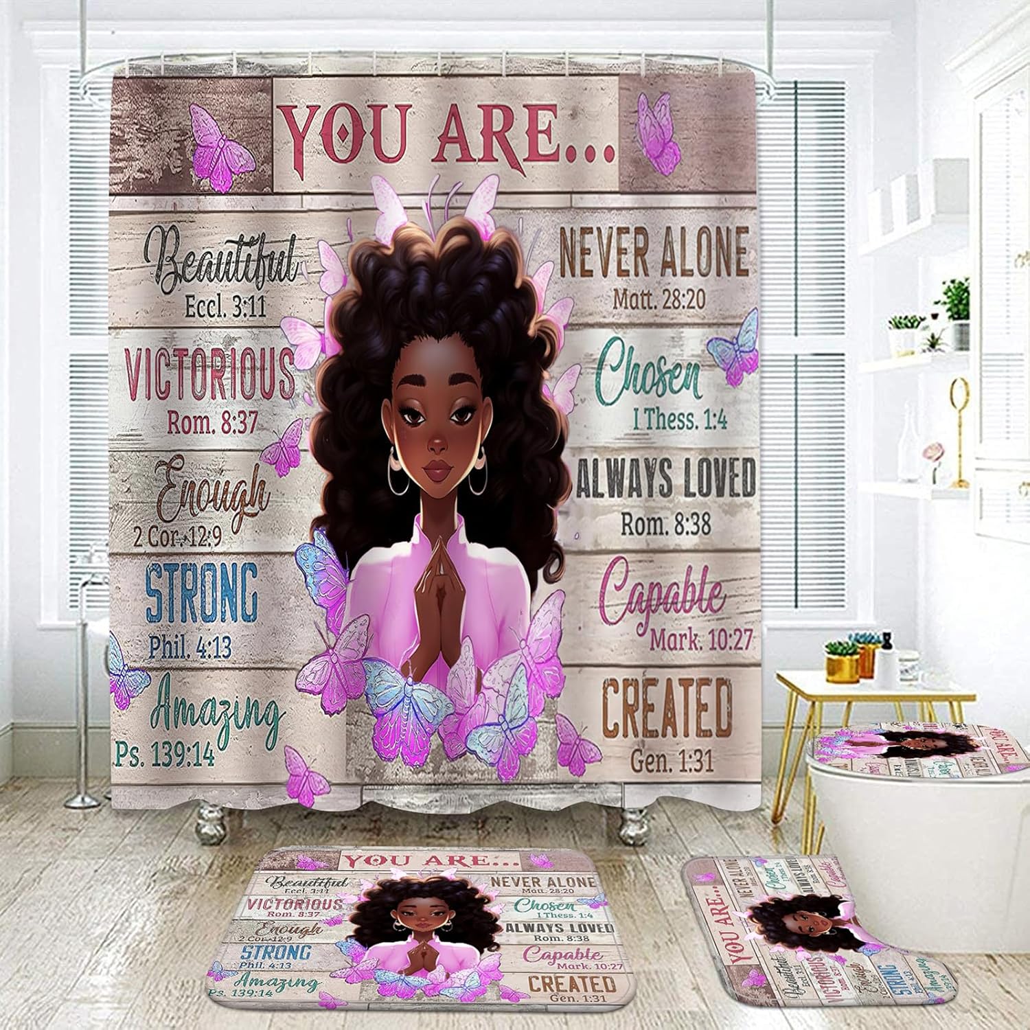 NEWSUYAA Black Girl Bathroom Set Waterproof and Durable Perfect for Daily Use