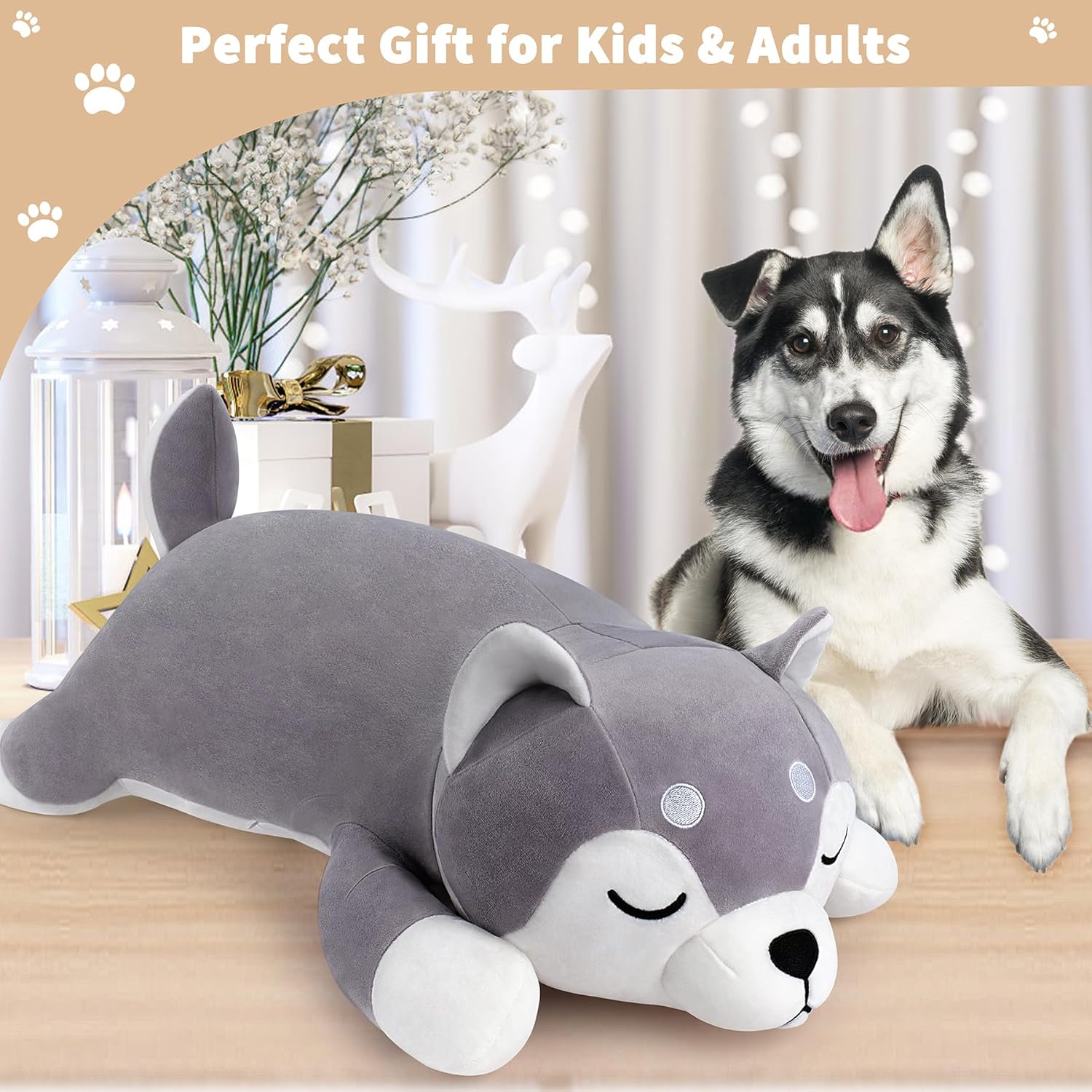 Husky Plush Pillow 30 Soft Cozy
