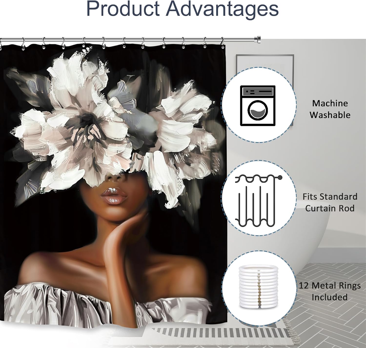 Stylish African American Shower Curtain Set