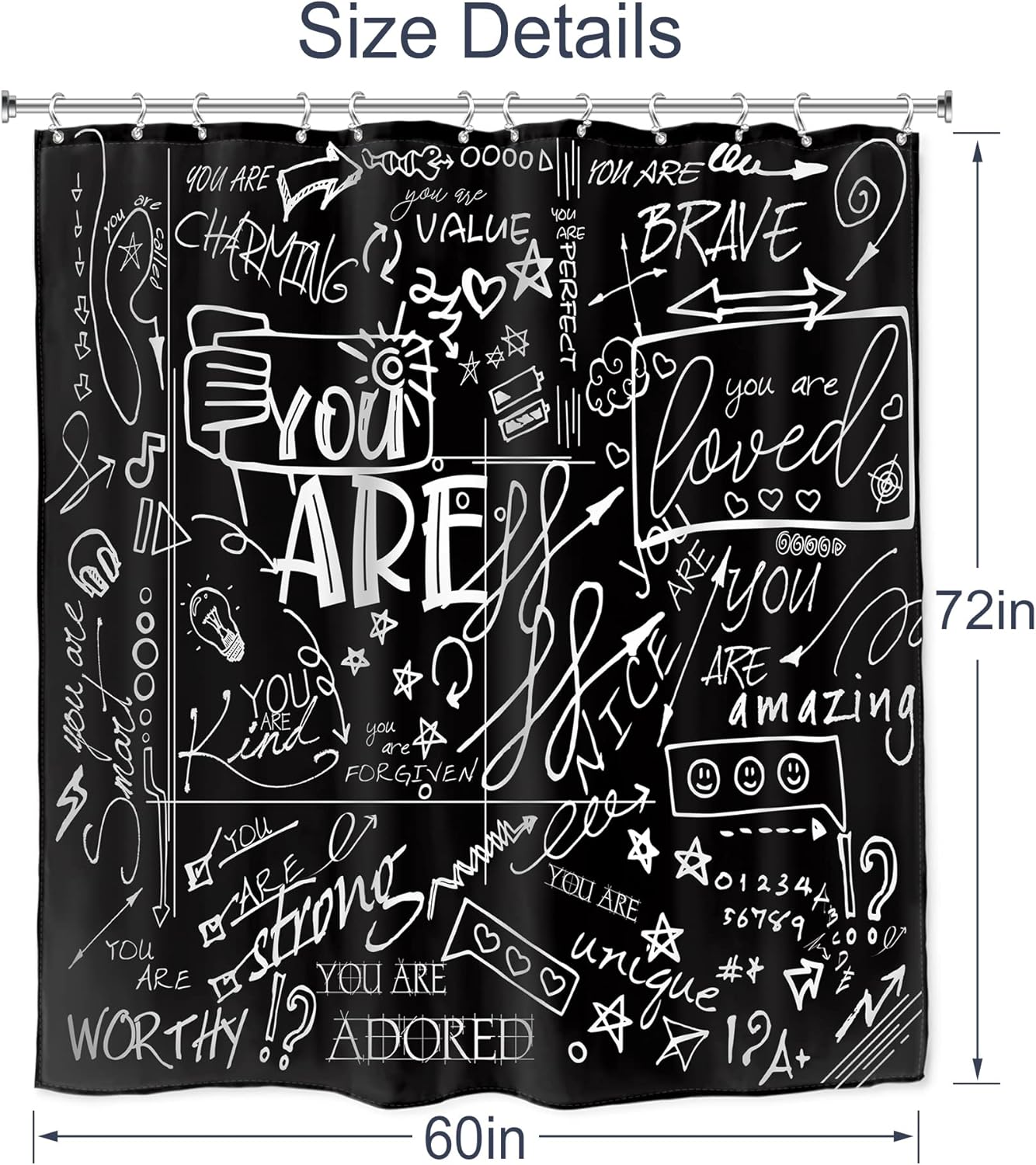 AMBZEK Black Funny Quotes 6-Piece Set for Bathroom Inspirational Art