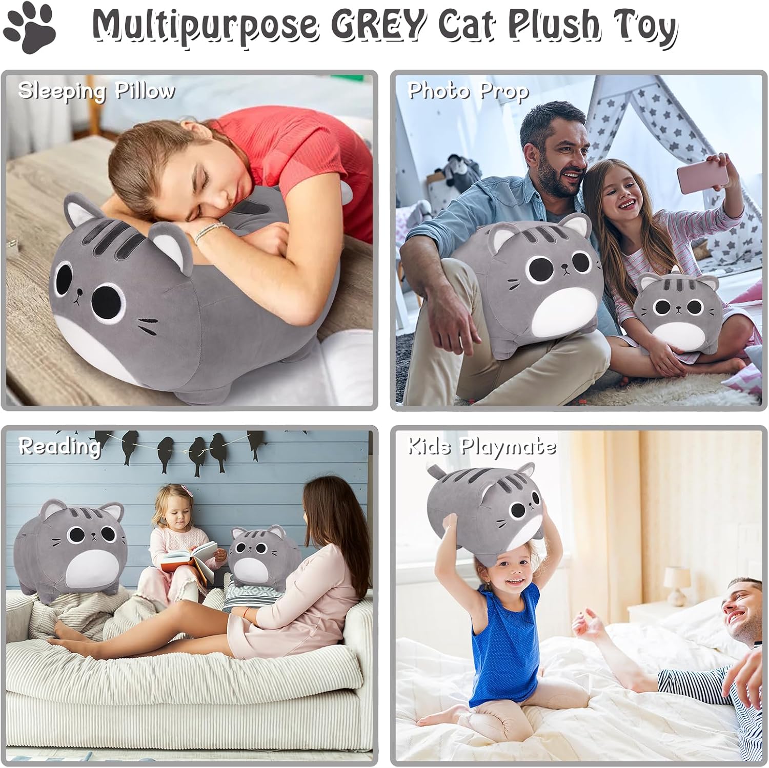 Giant Size Kawaii Cat Plush Pillow