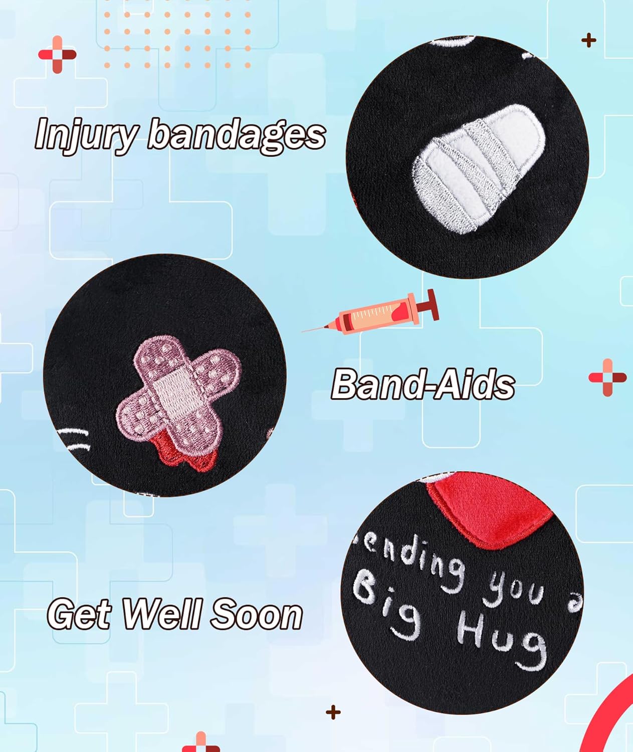Get Well Soon Black Cat Plush Toy - 9 Inch with Band-Aid