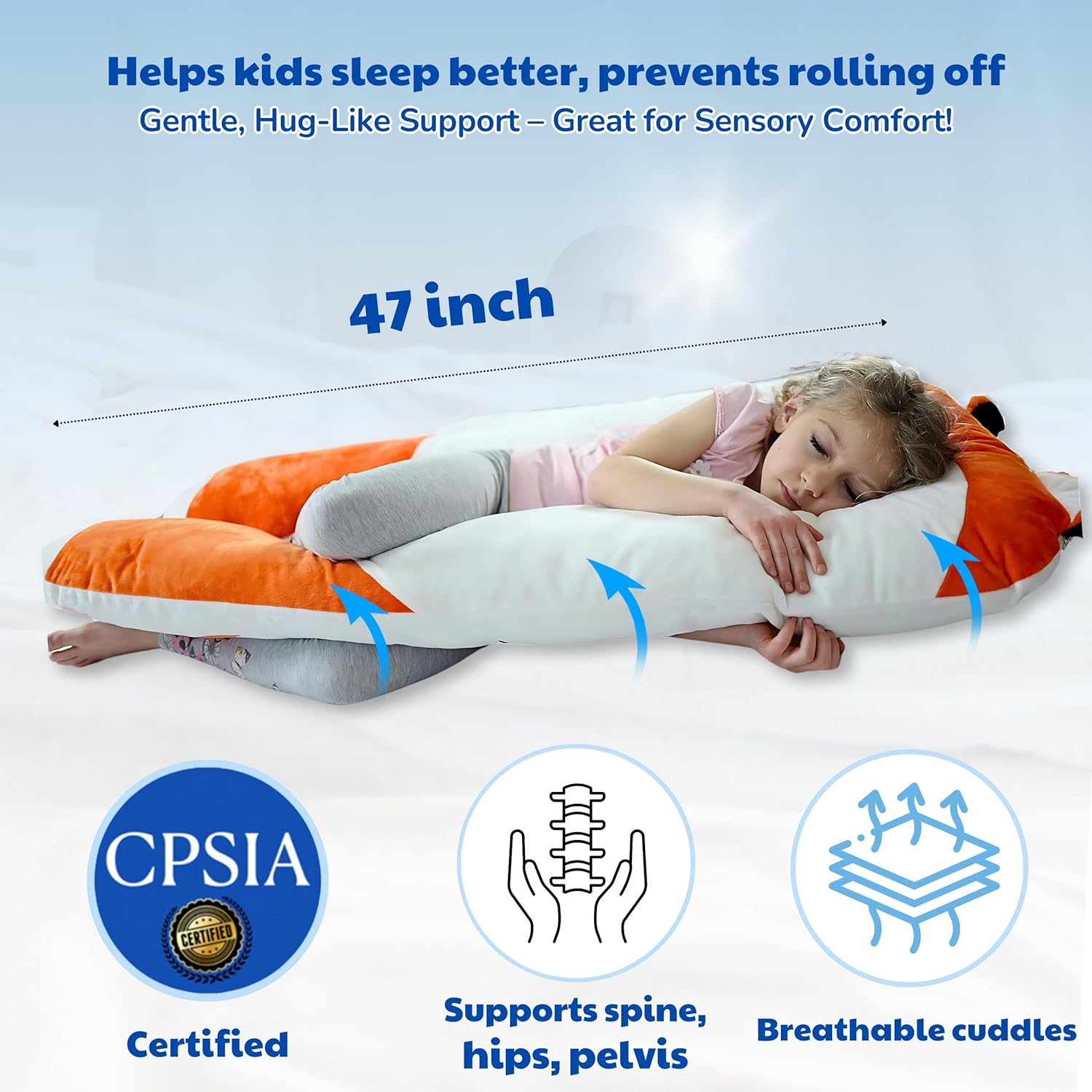 LUNAMIRA Fox Kids Body Pillow - Ultimate Comfort for Kids