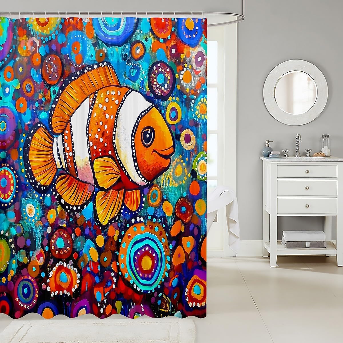 Manfei Clownfish Talk - Eco-Friendly Washable Bathroom Curtain