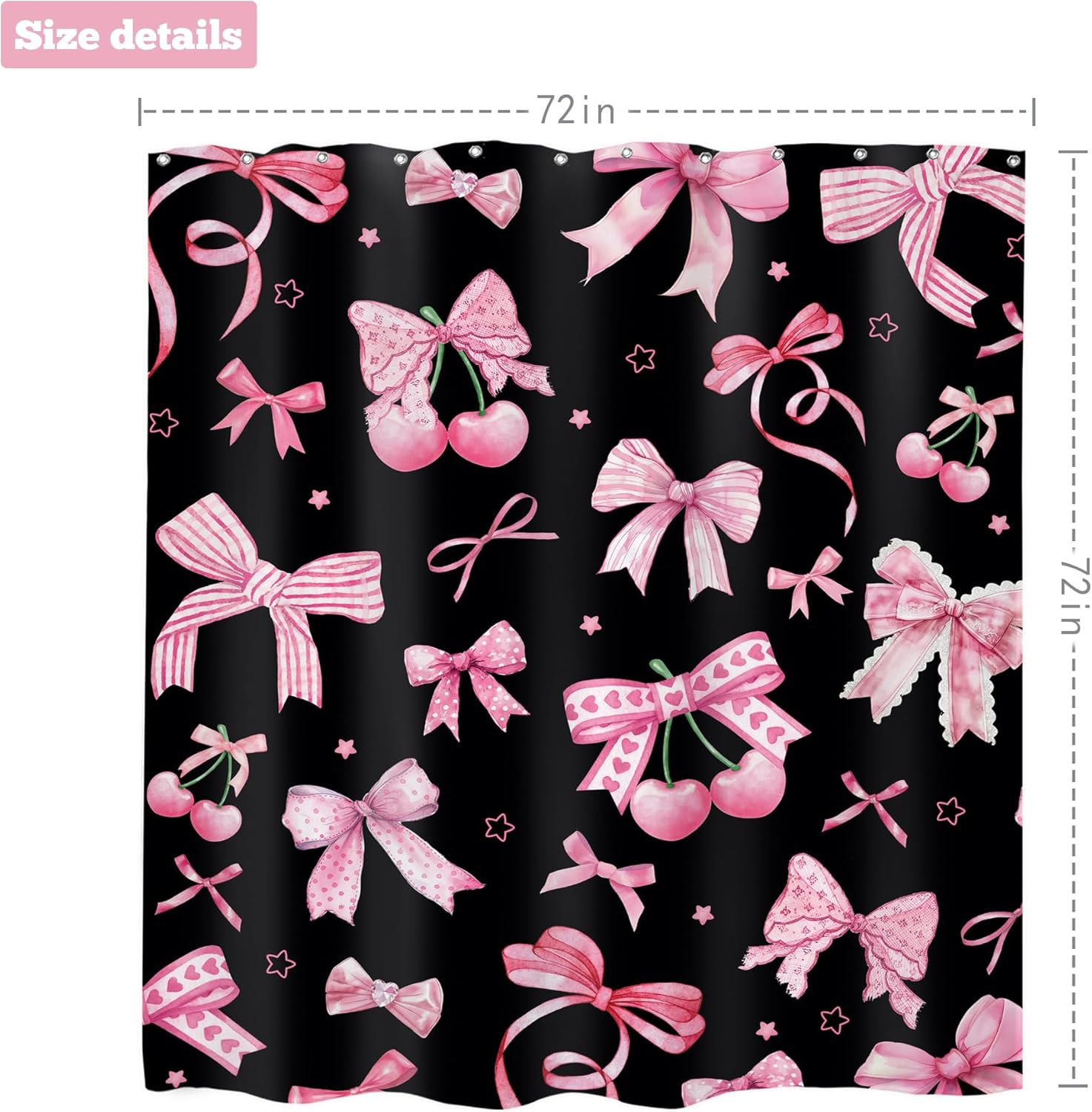 Lightinhome Pink Black Bow Showers