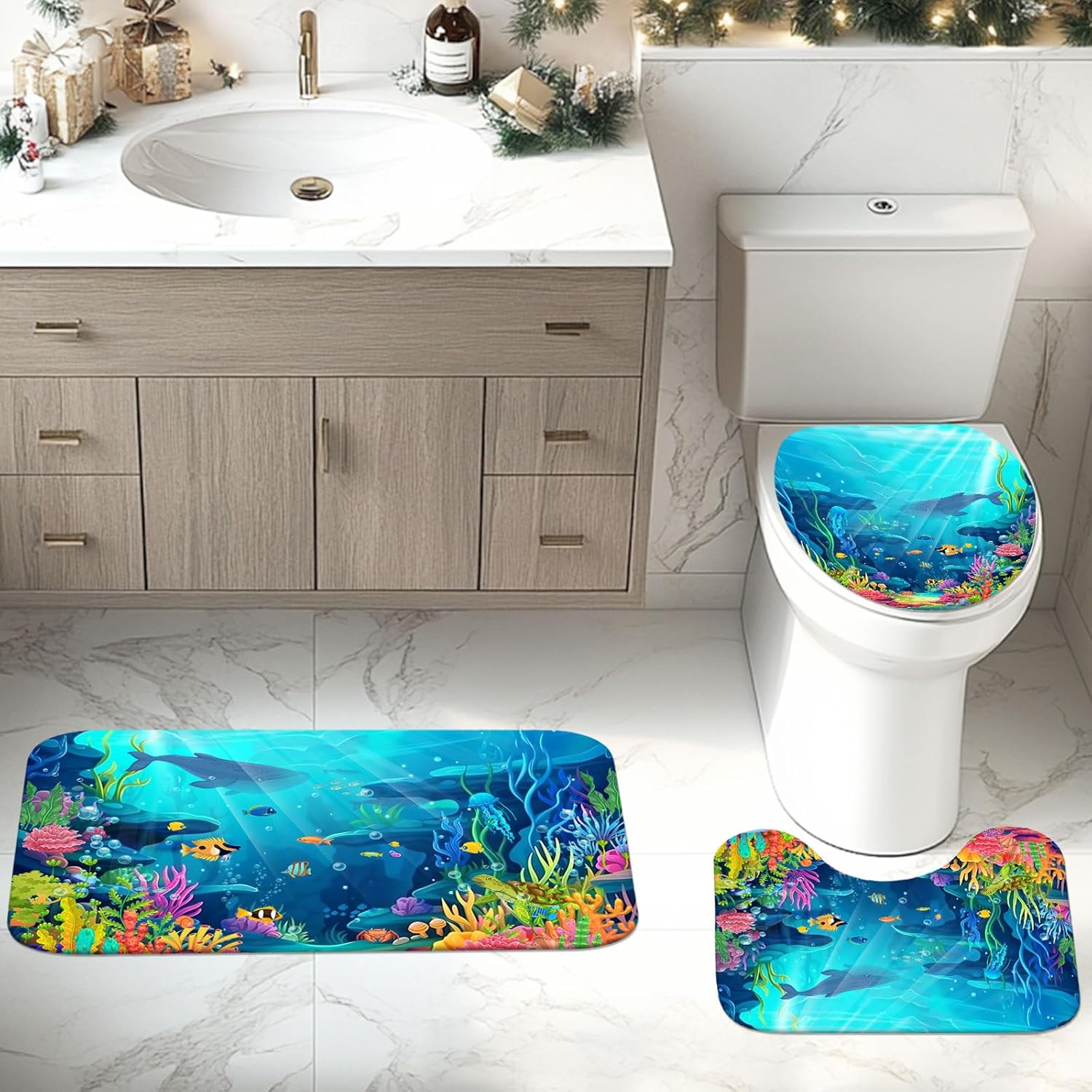 4pc Ocean shower curtain set kids