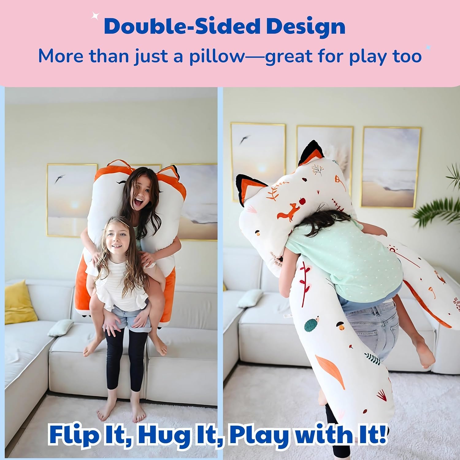 LUNAMIRA Fox Kids Body Pillow - Ultimate Comfort for Kids