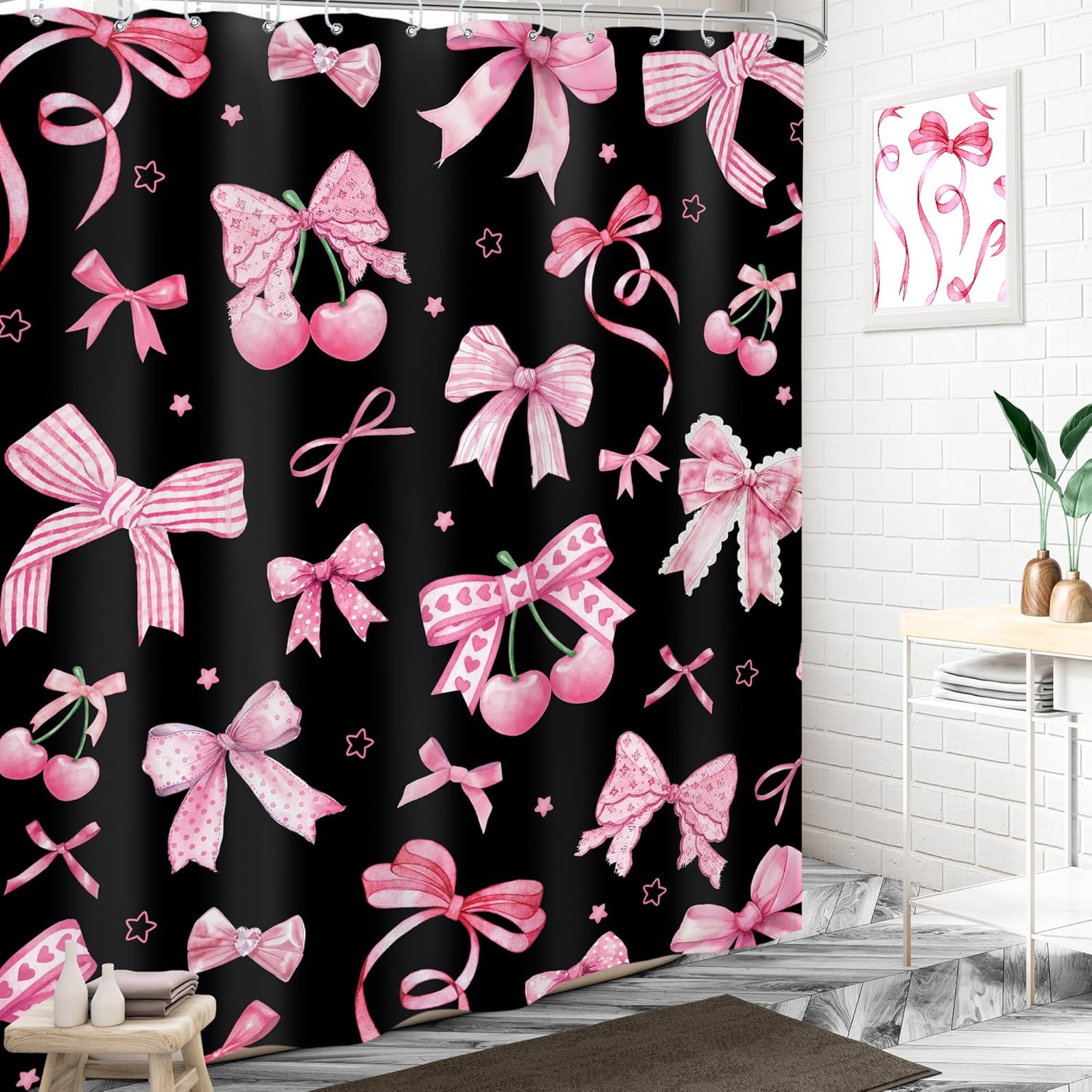Lightinhome Pink Black Bow Showers