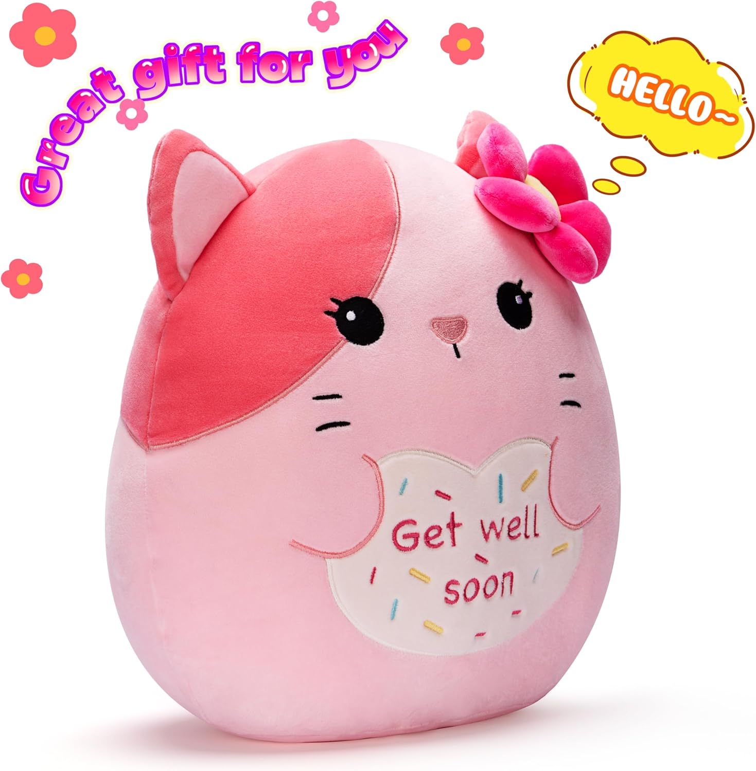 Large Plush Cat Get Well Soon Pillow for Kids and Adults 125