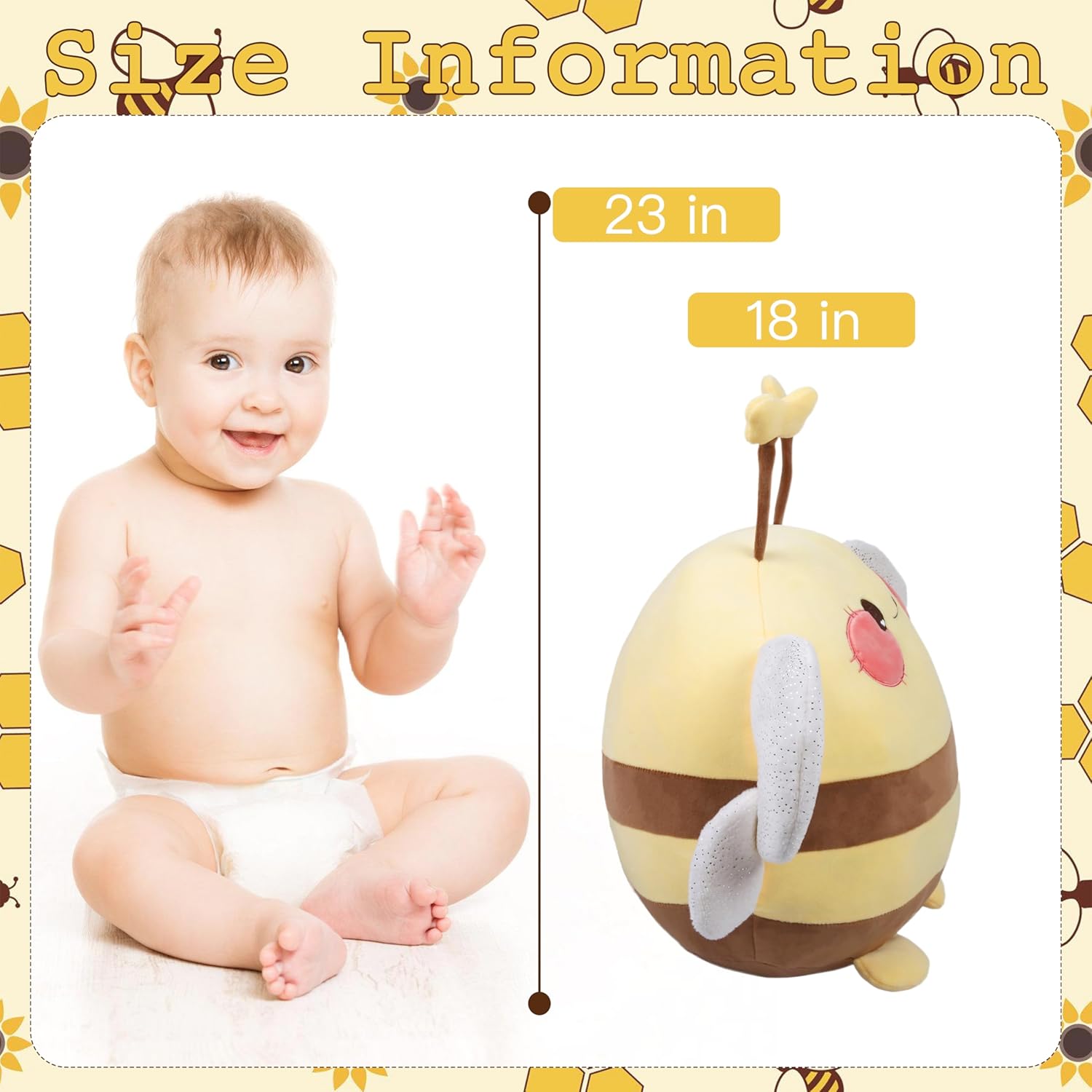 Adorable 16-inch Bee Plush Pillow Soft and Warm for Kids