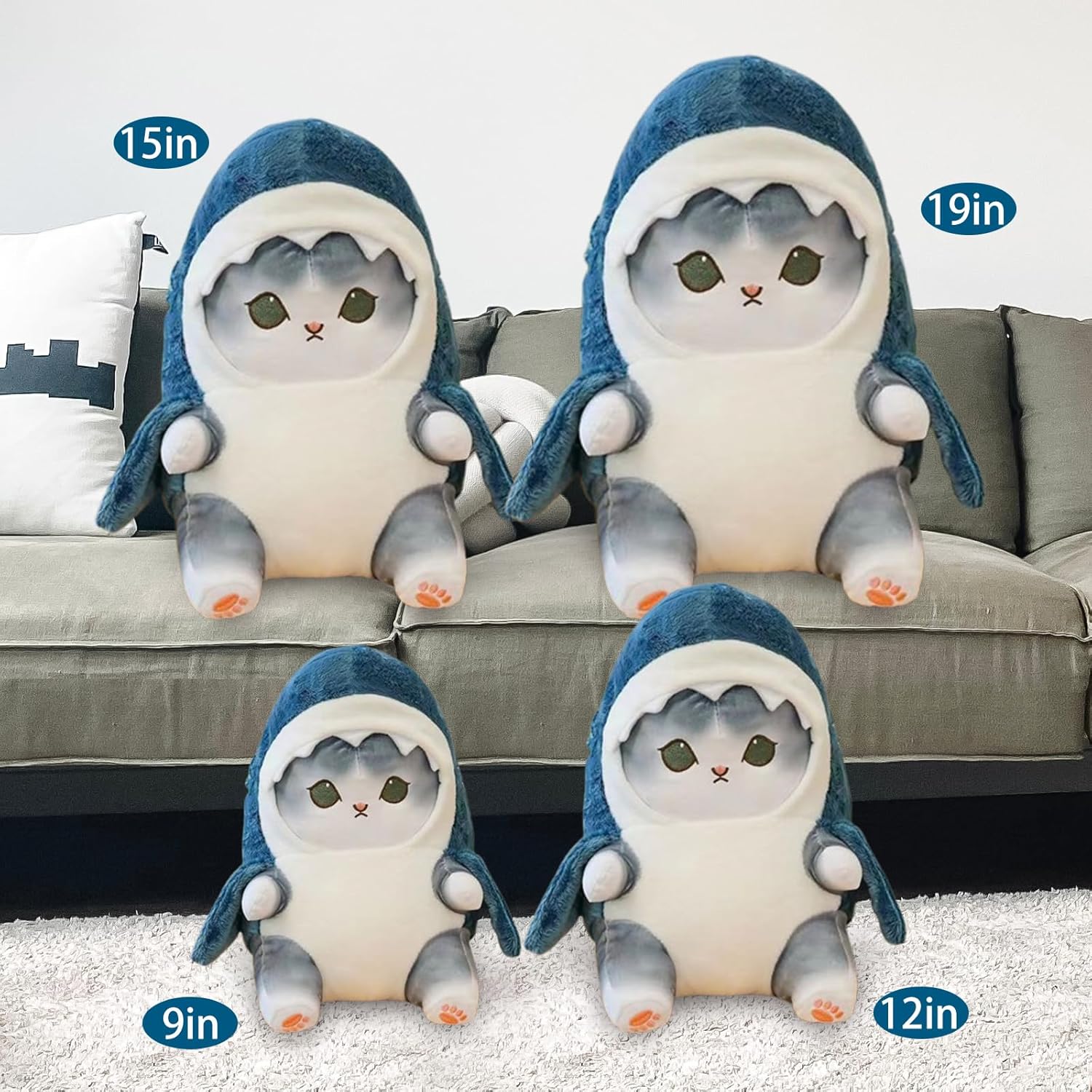 Kawaii Shark Cat Plush Toy Stress Relief Unique Gift