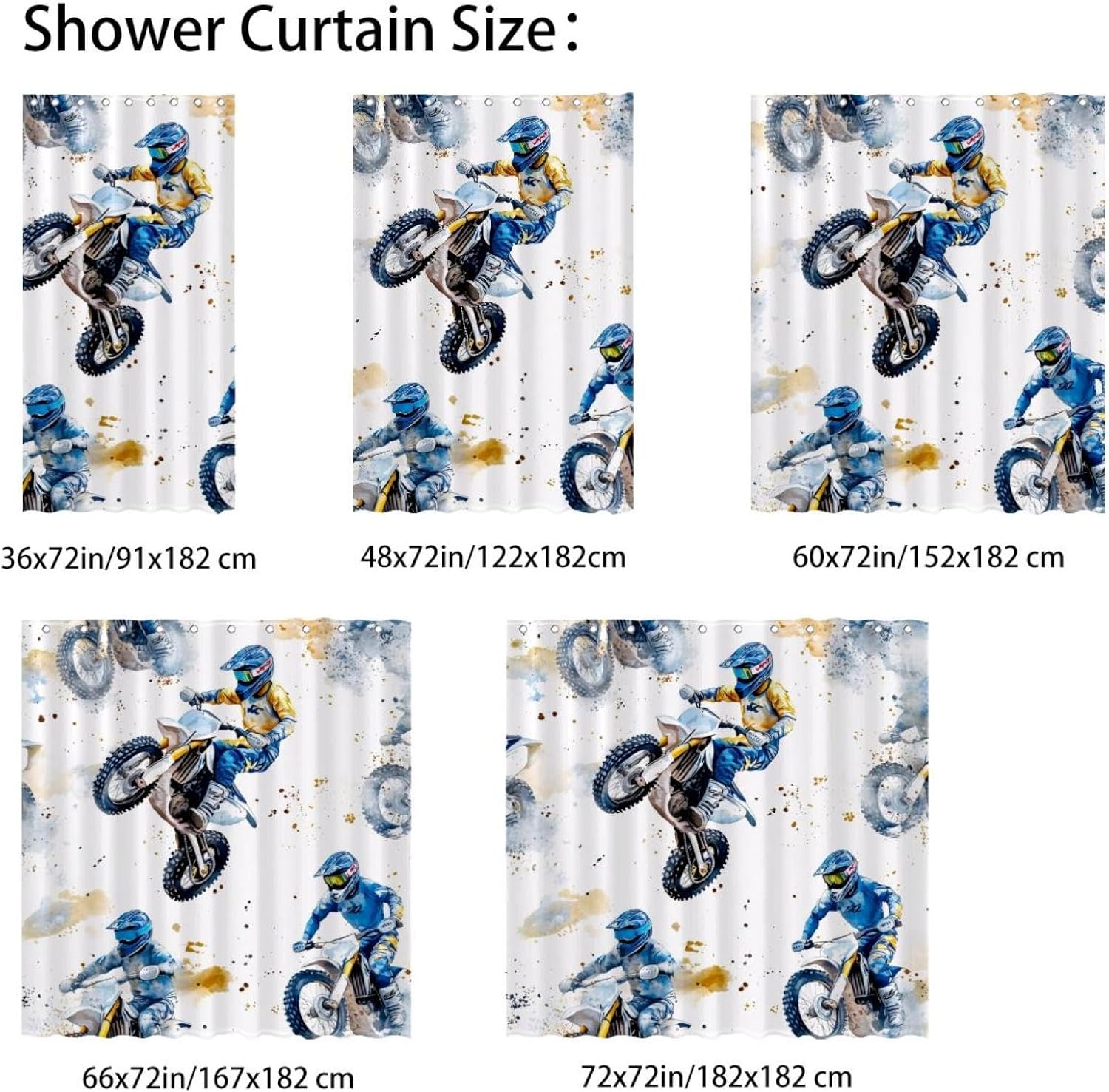 Motorcross Cool Prints Shower Curtain Set