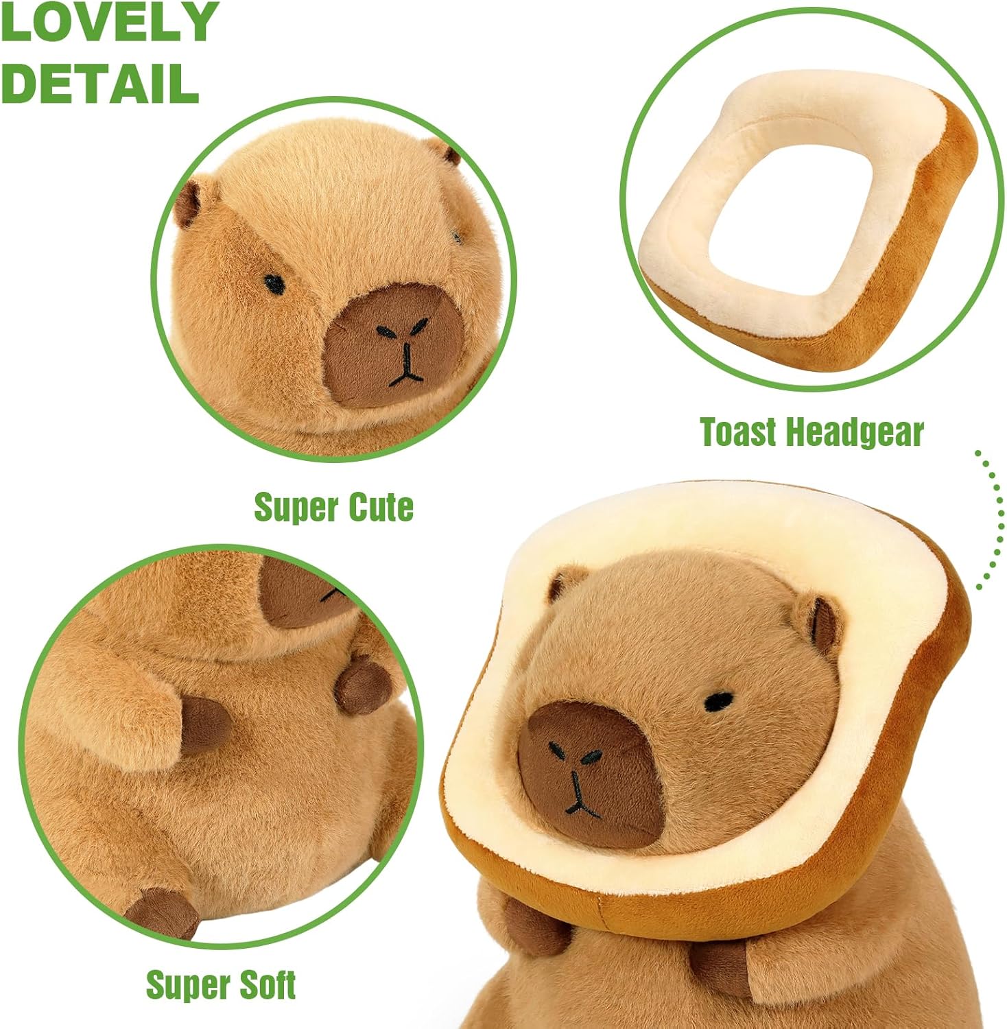 Ditucu Capybara Plush Pillow with Wearable Headgear