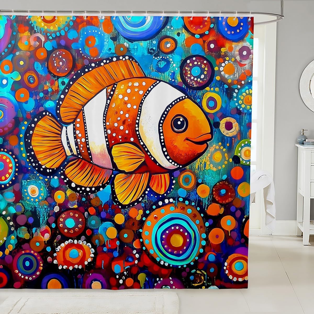 Manfei Clownfish Talk - Eco-Friendly Washable Bathroom Curtain
