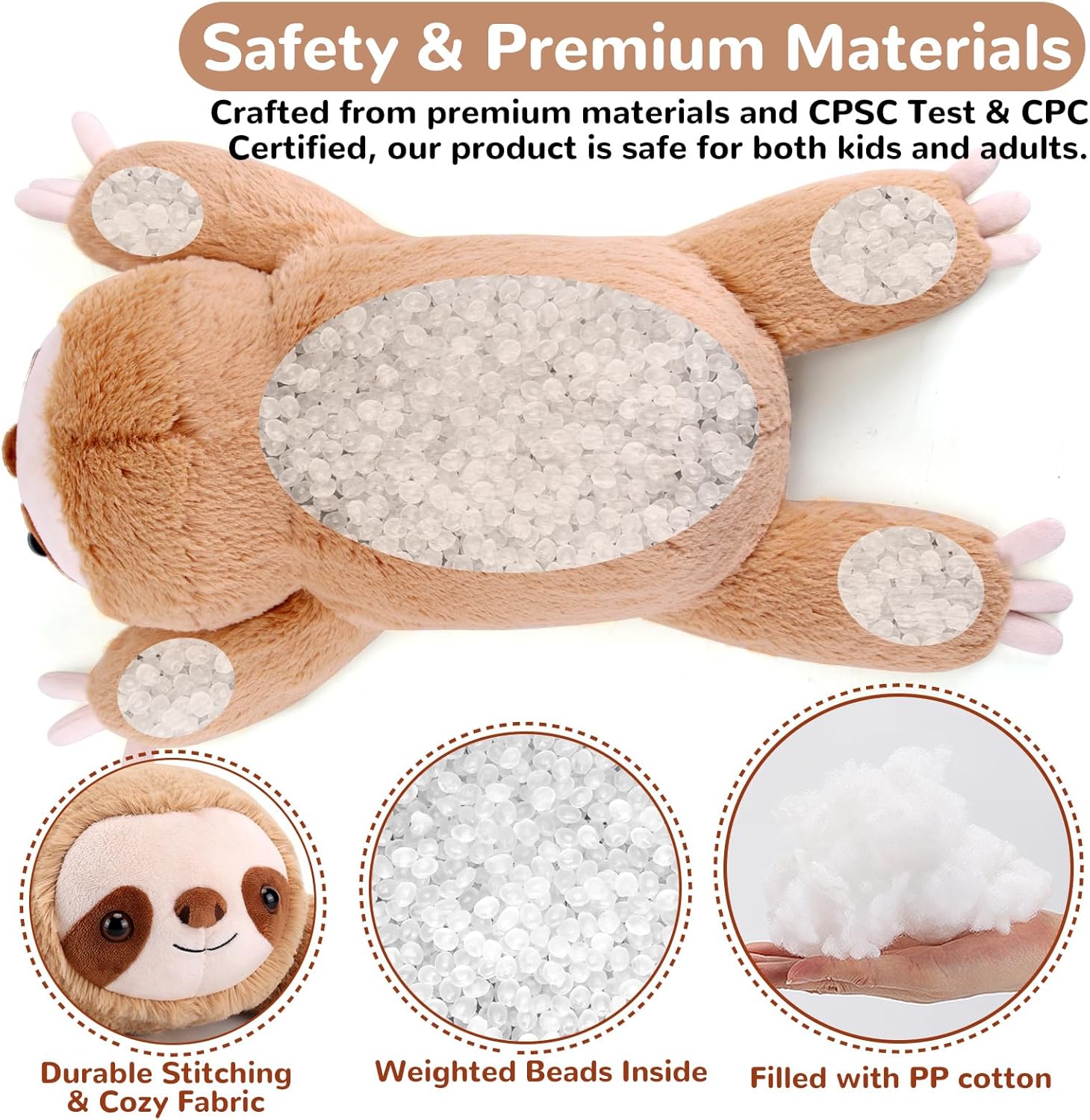 Sloth Weighted Plush Animal Gnomantic