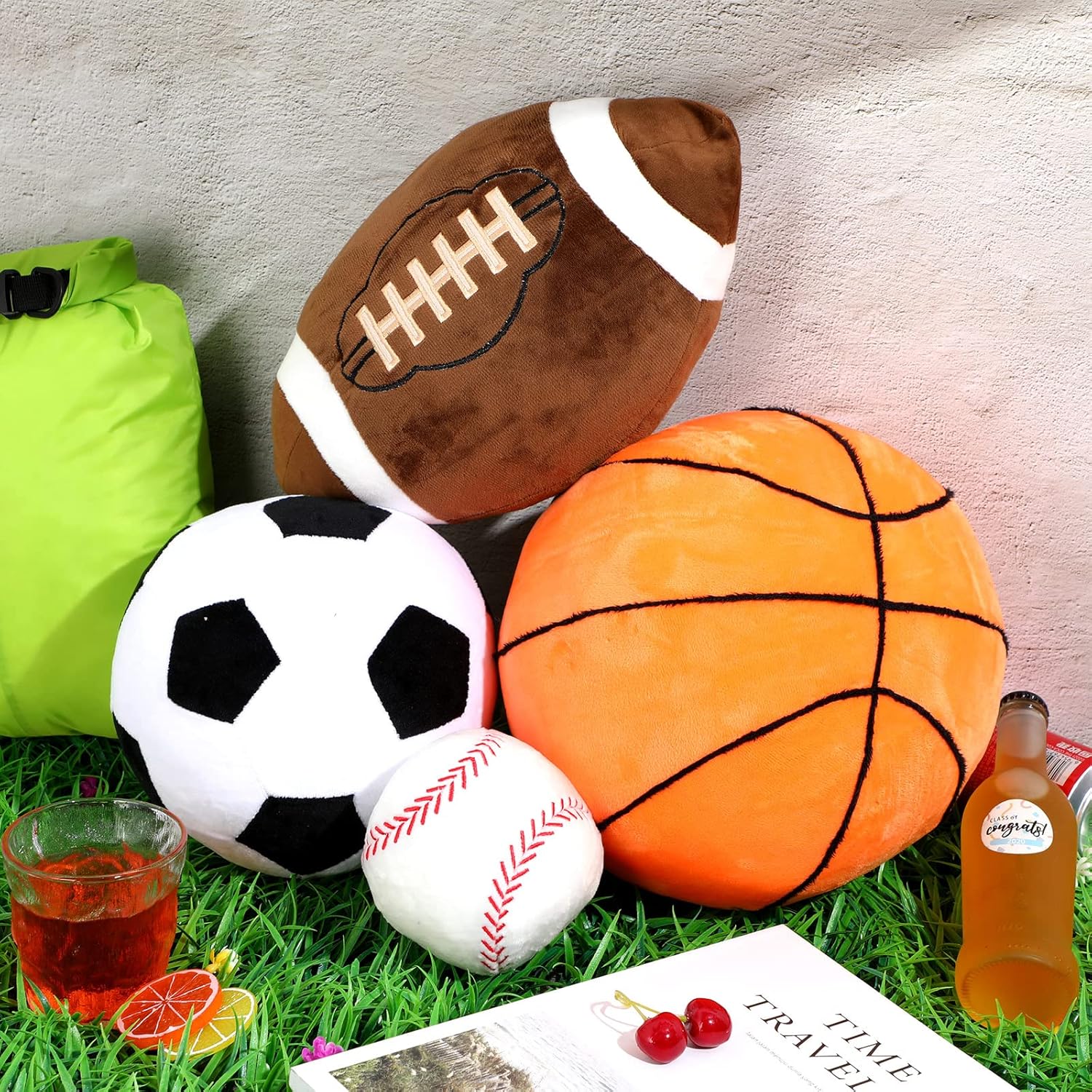 Sratte 4-Piece Sports Plush Pillow Set for Kids