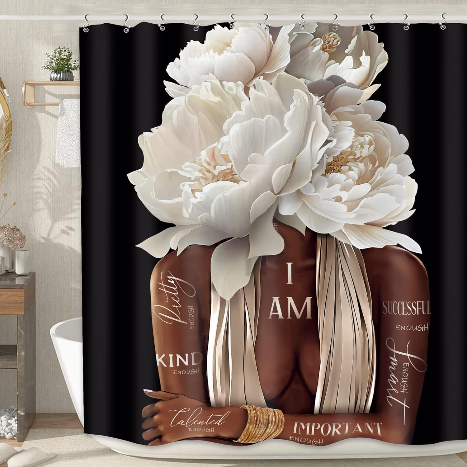 Mesvely Black Girl Shower Curtain