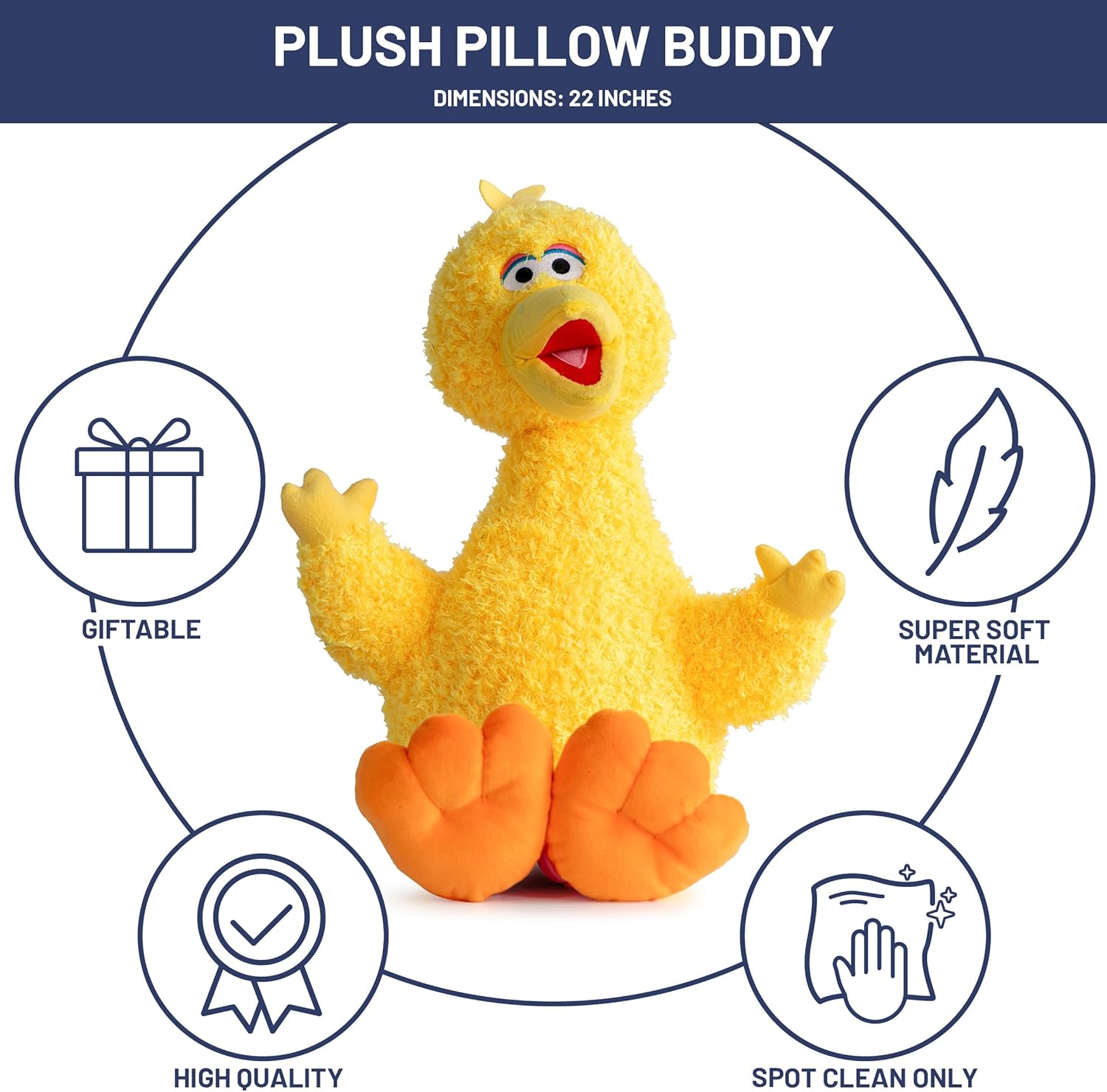 Jay Franco Sesame Street Big Bird Plush Pillow Buddy - Soft Cuddly