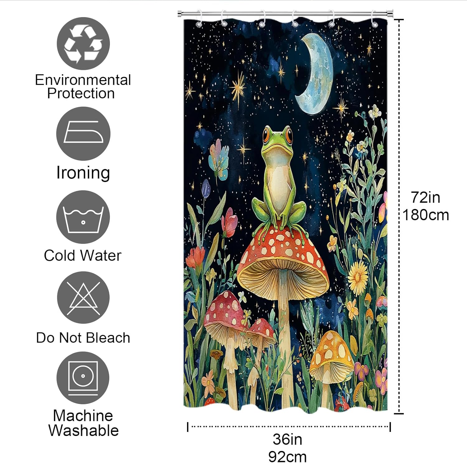 Mushroom-Shaped Bath Shower Curtains for Kids