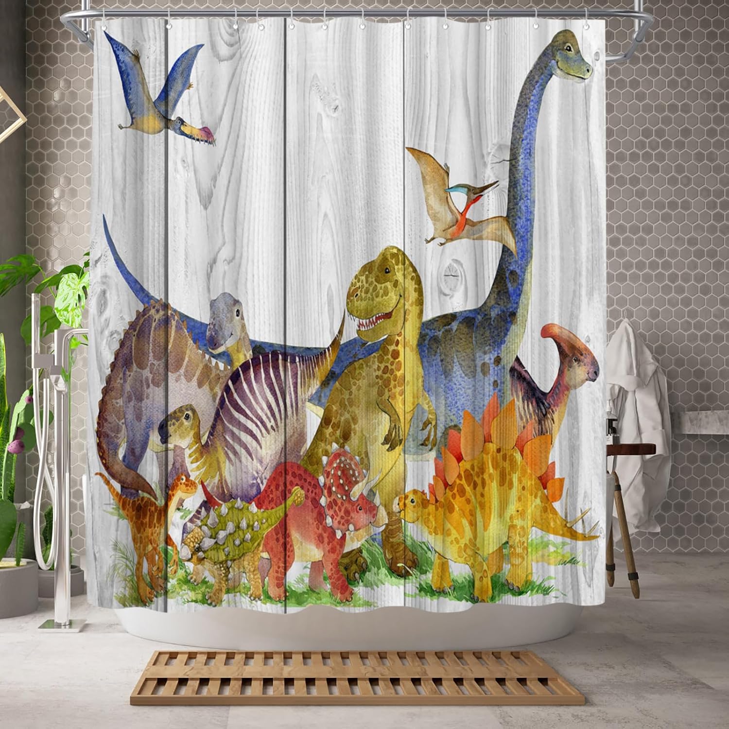 Dinosaur Shower Curtain for Boys 72x72-inch
