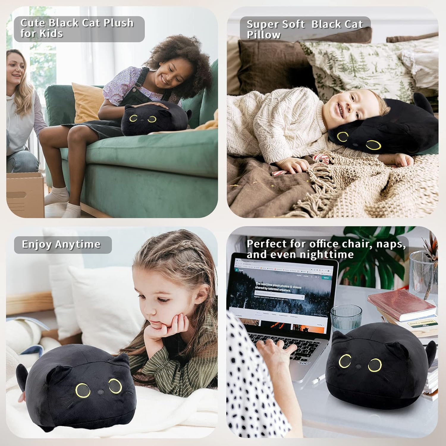 217 Black Cat Plush Pillow for Kids