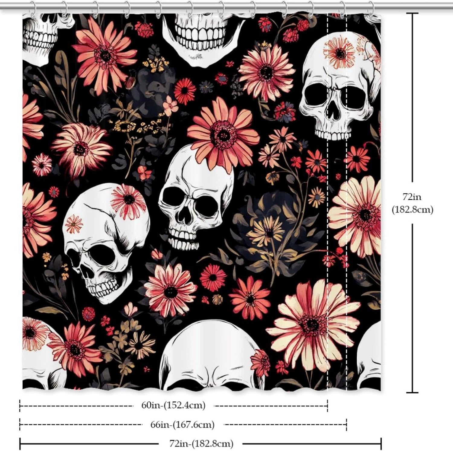 Daisys Dead Skull Bath Curtain