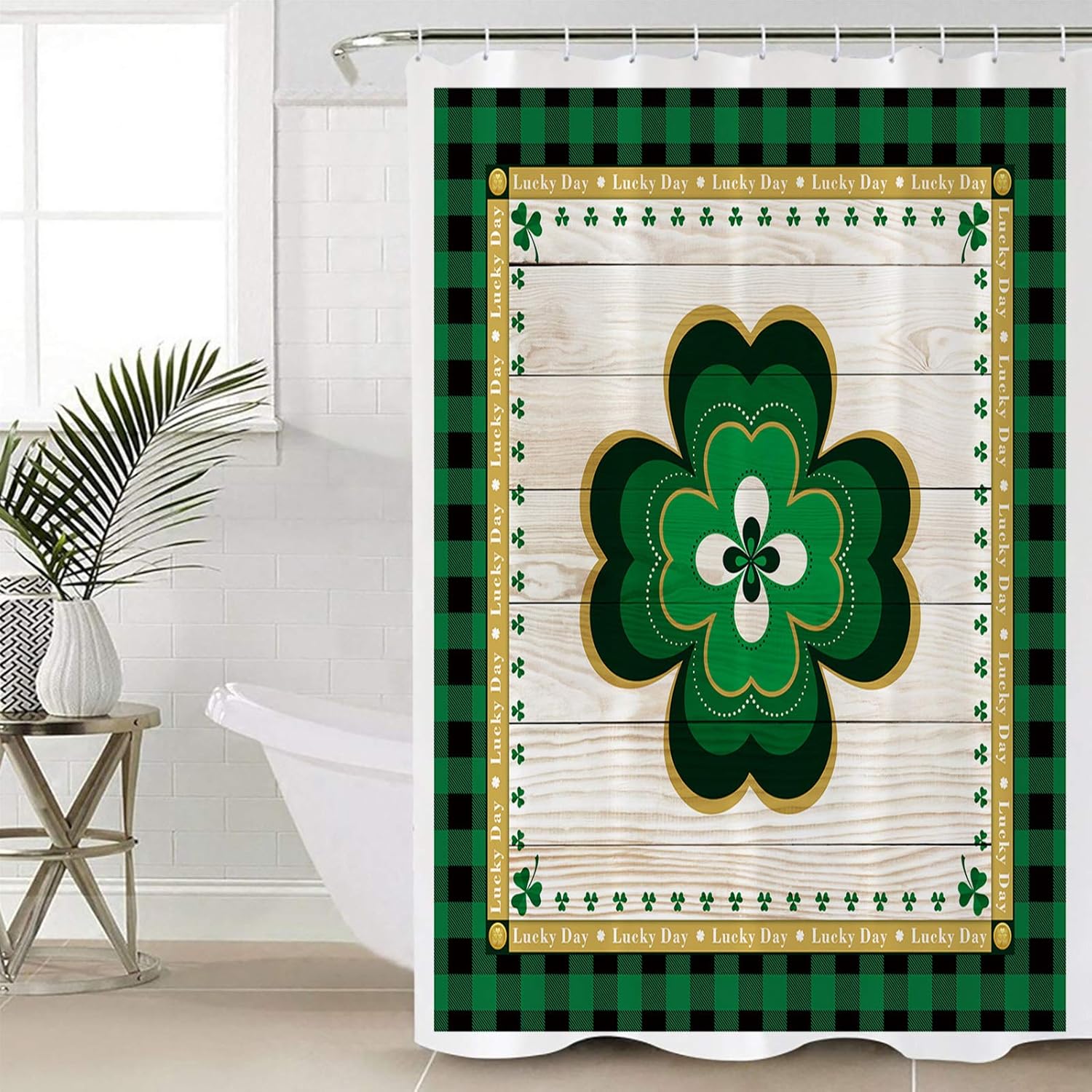 TocaHome Shamrock 36x72 Water-Resistant Shower Curtain Machine Washable