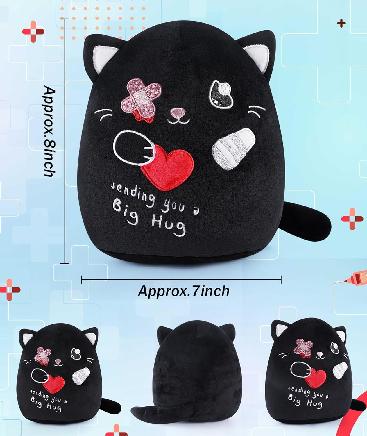 Get Well Soon Black Cat Plush Toy - 9 Inch with Band-Aid