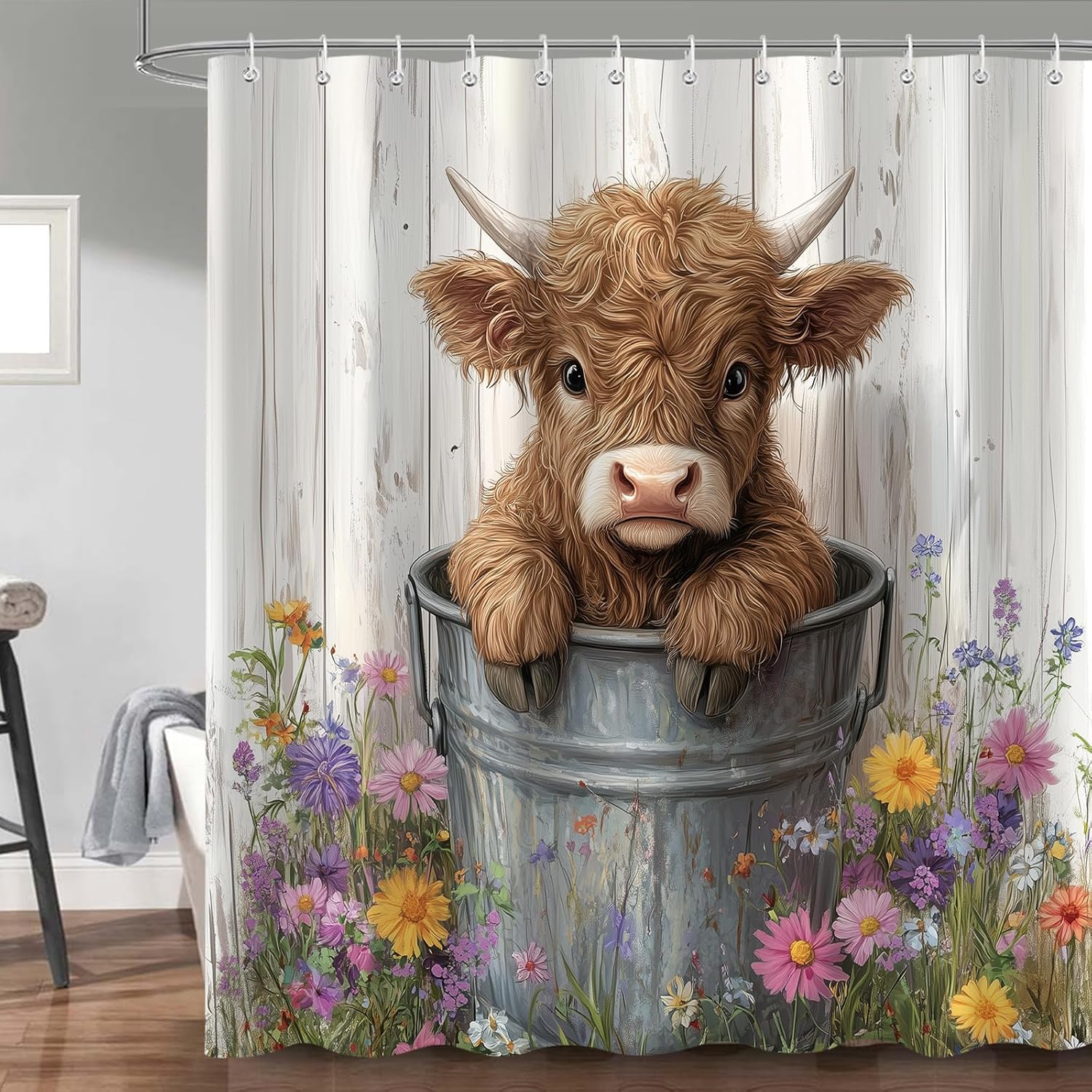 Sokdcam Farmhouse Cow Shower Curtain