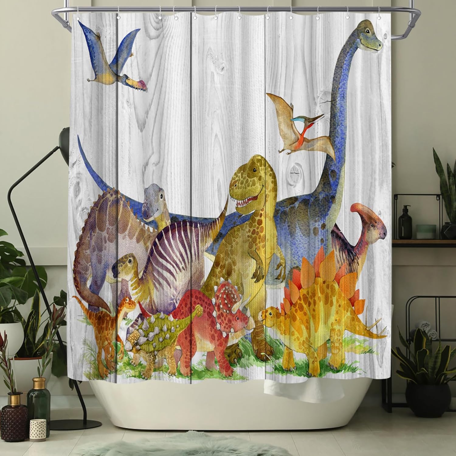 Dinosaur Shower Curtain for Boys 72x72-inch