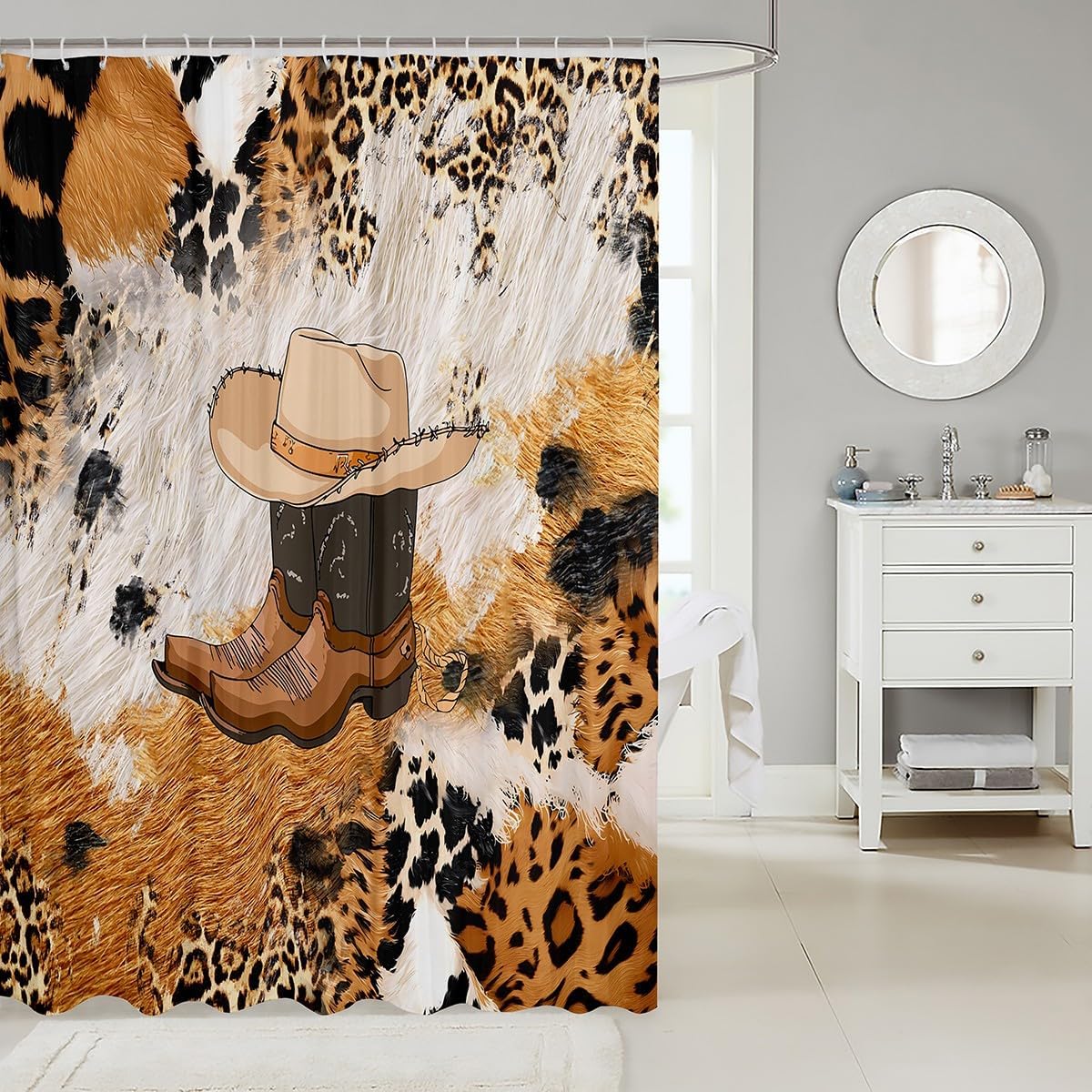 Feelyou Cowhide Shower Curtain 72X72 Leopard Print