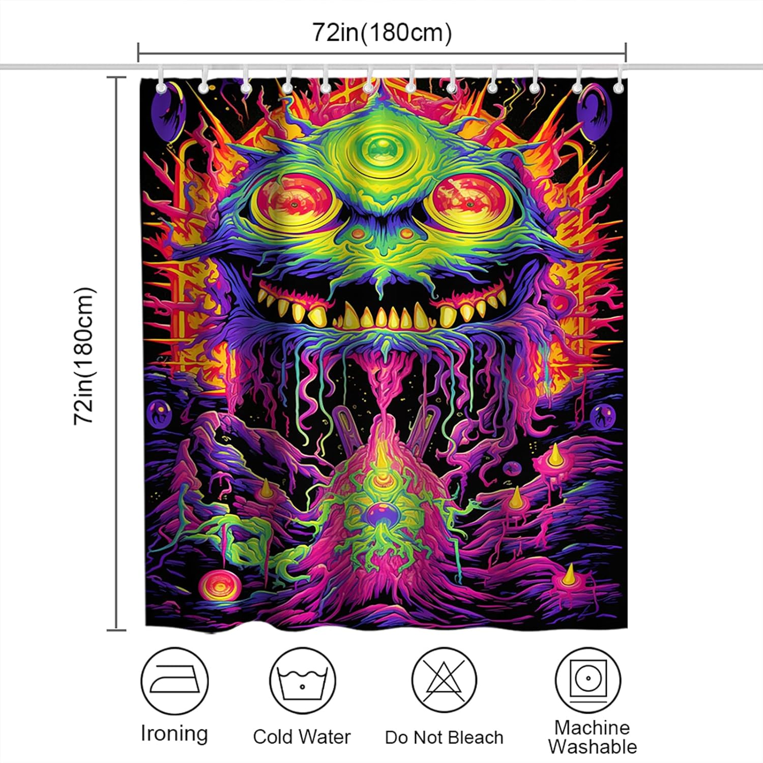 Halloween Hairy Monster Bath Decor Set 72x72 inches Machine Washable