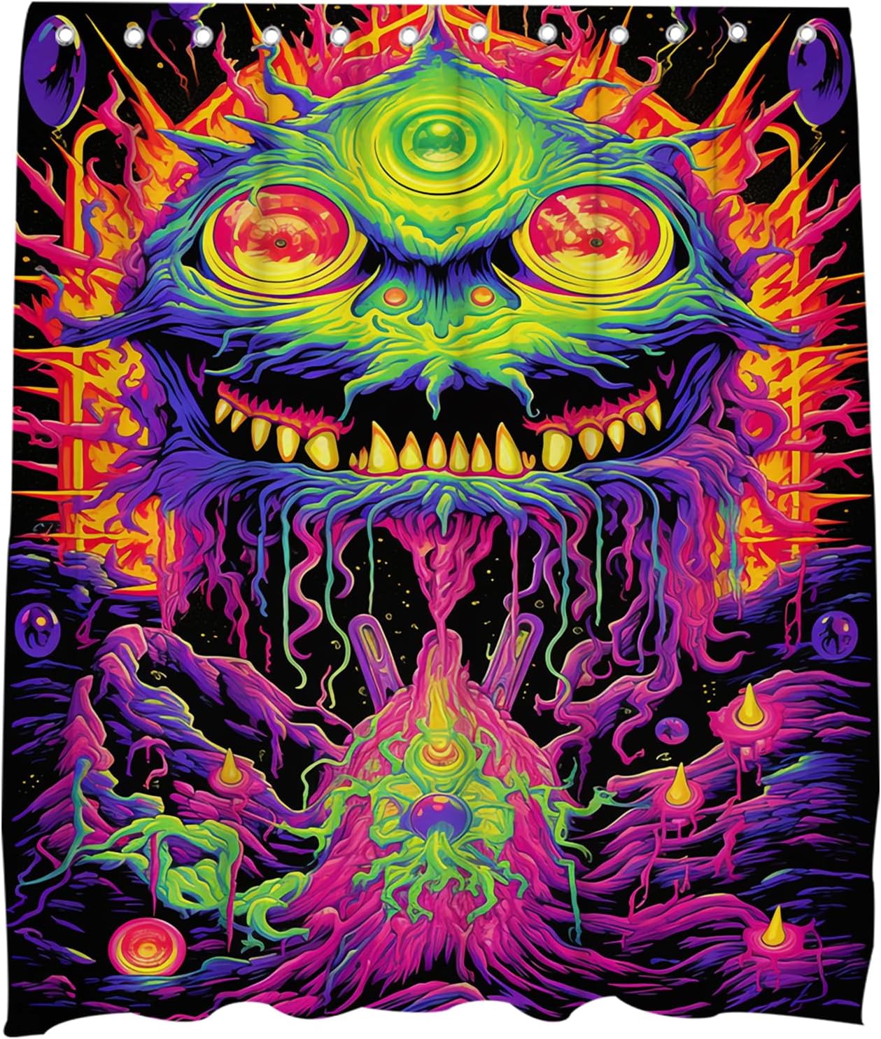 Halloween Hairy Monster Bath Decor Set 72x72 inches Machine Washable
