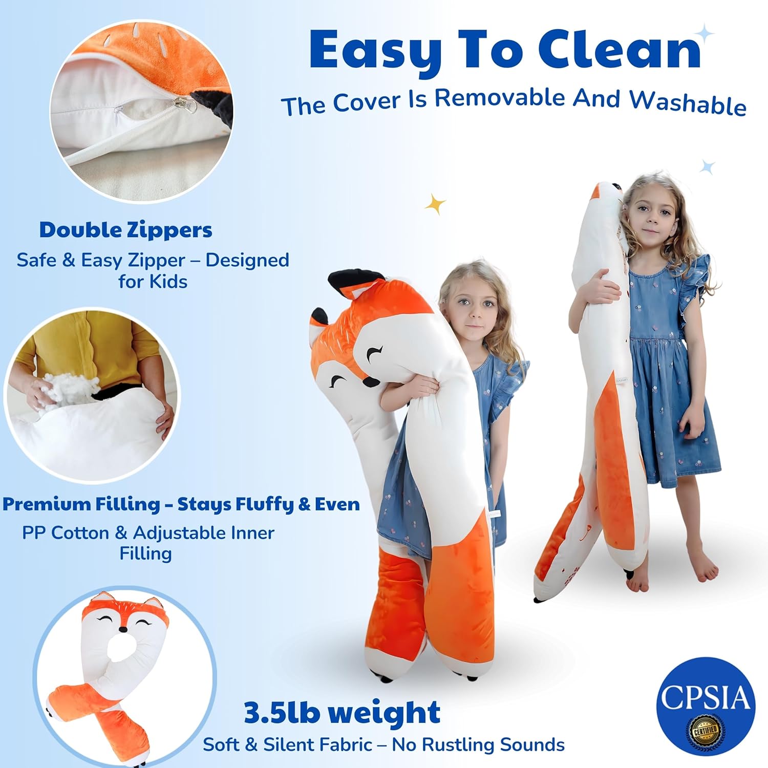 LUNAMIRA Fox Kids Body Pillow - Ultimate Comfort for Kids