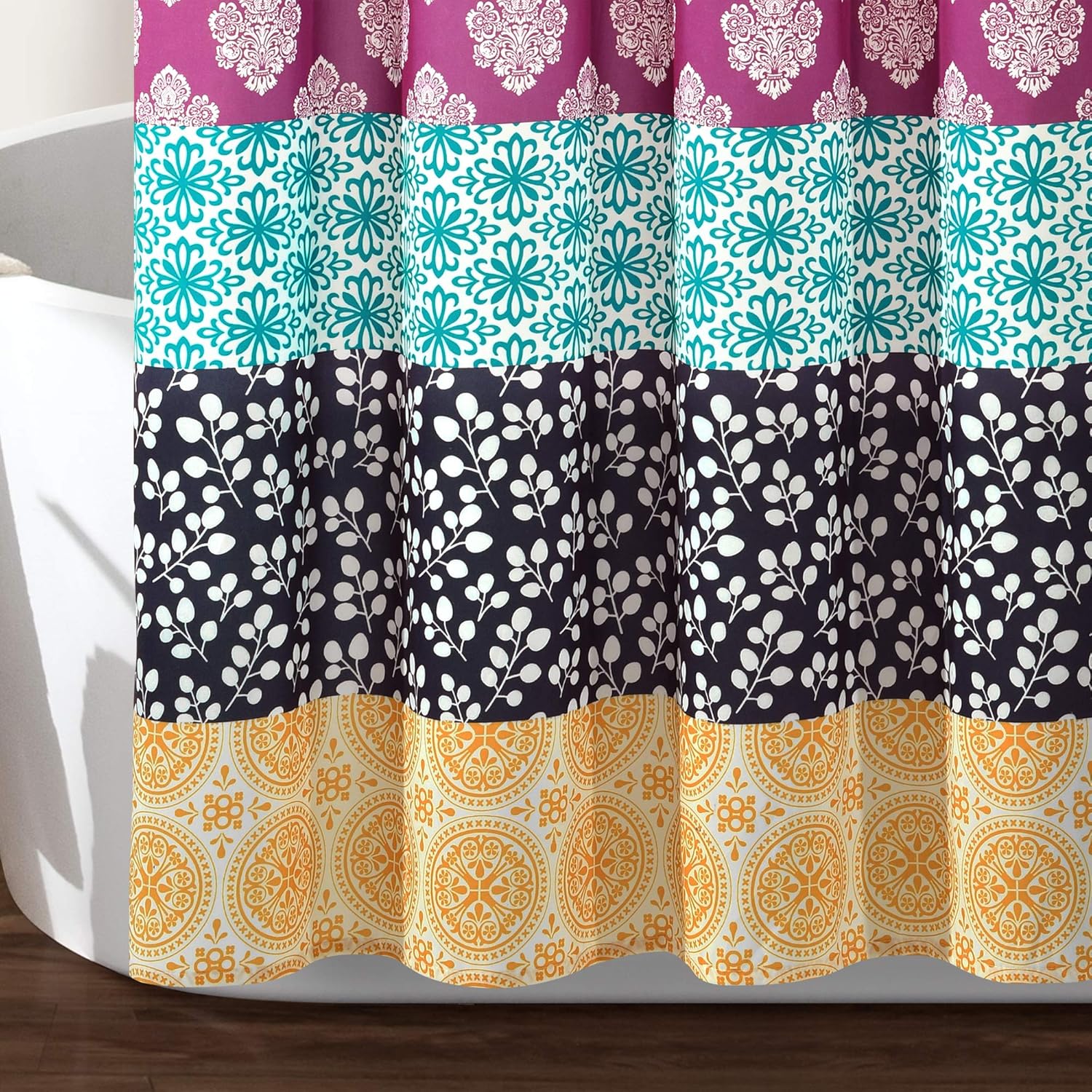 Fuchsia Orange Bohemian Stripe Shower Curtain