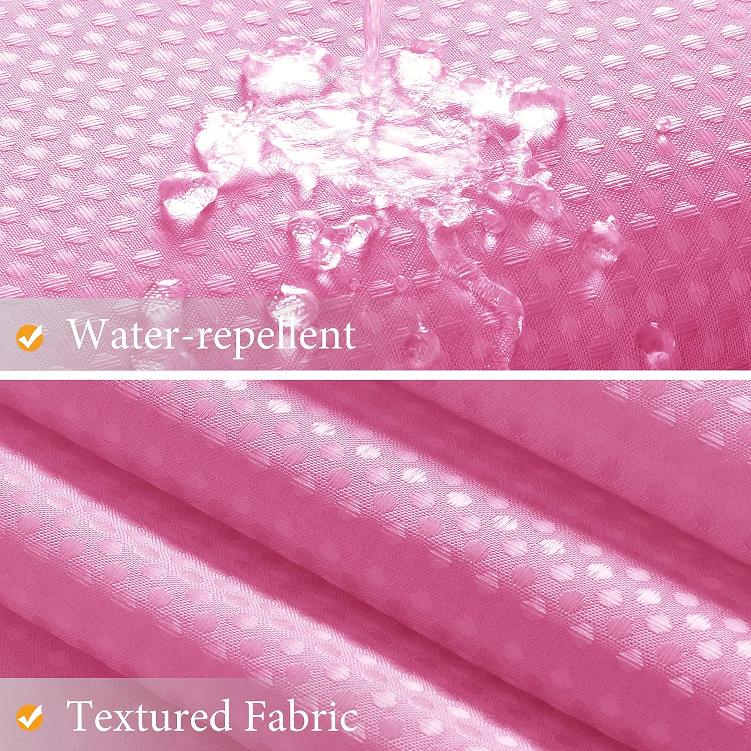 Light Pink Shower Curtain Set with 12 Metal Hooks for the Bathroom