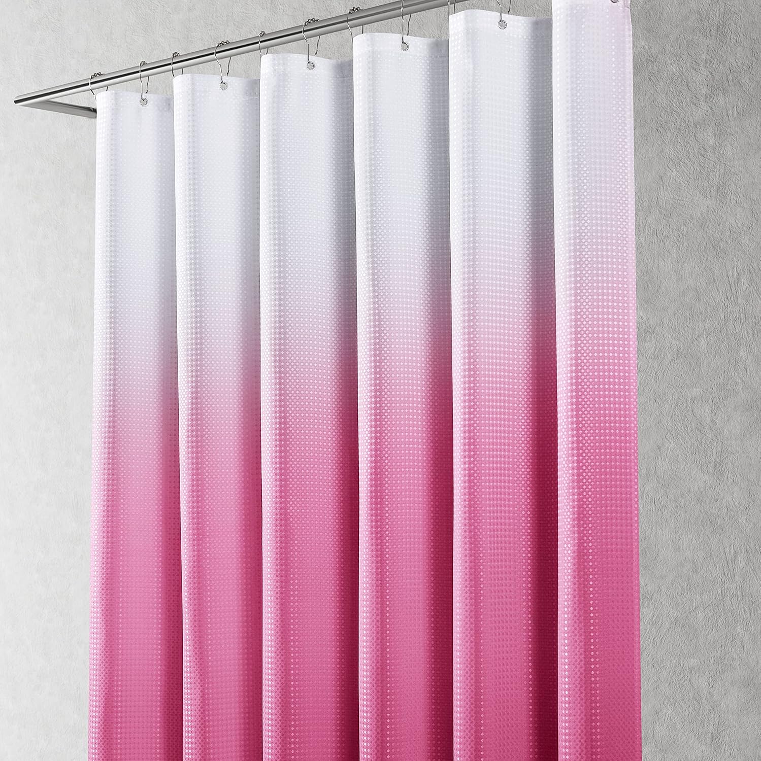 Light Pink Shower Curtain Set with 12 Metal Hooks for the Bathroom