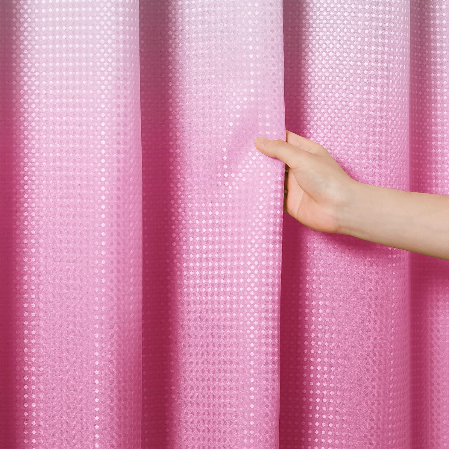 Light Pink Shower Curtain Set with 12 Metal Hooks for the Bathroom