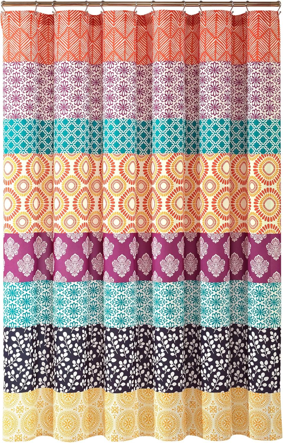 Fuchsia Orange Bohemian Stripe Shower Curtain